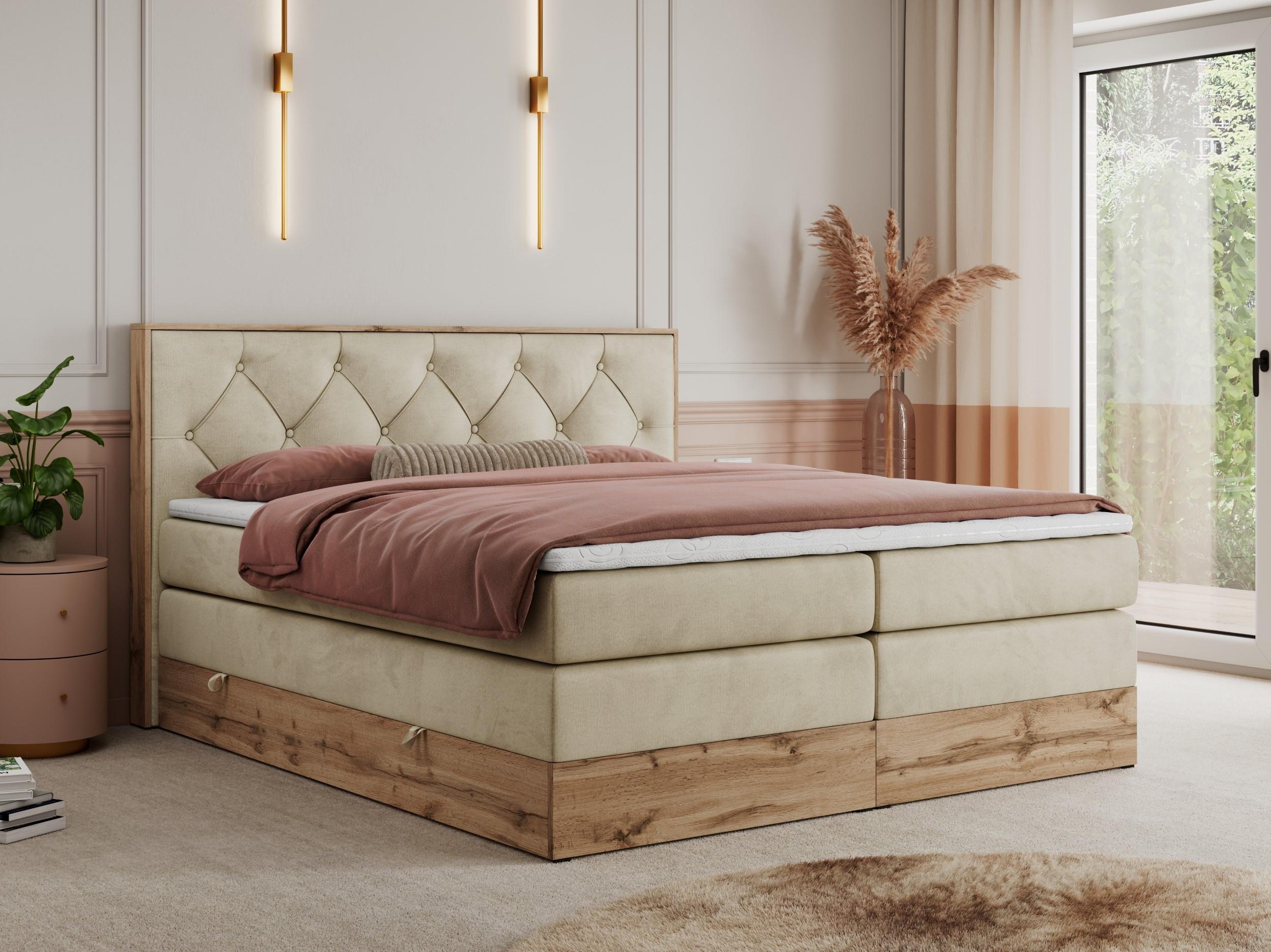 wohnli-moebel-suche-800000664254-1 BOXSPRINGBETT VENETO KING 160/200 Beige Velvet - H3 Textil MKS Möbel > Betten > Boxspringbetten Beige