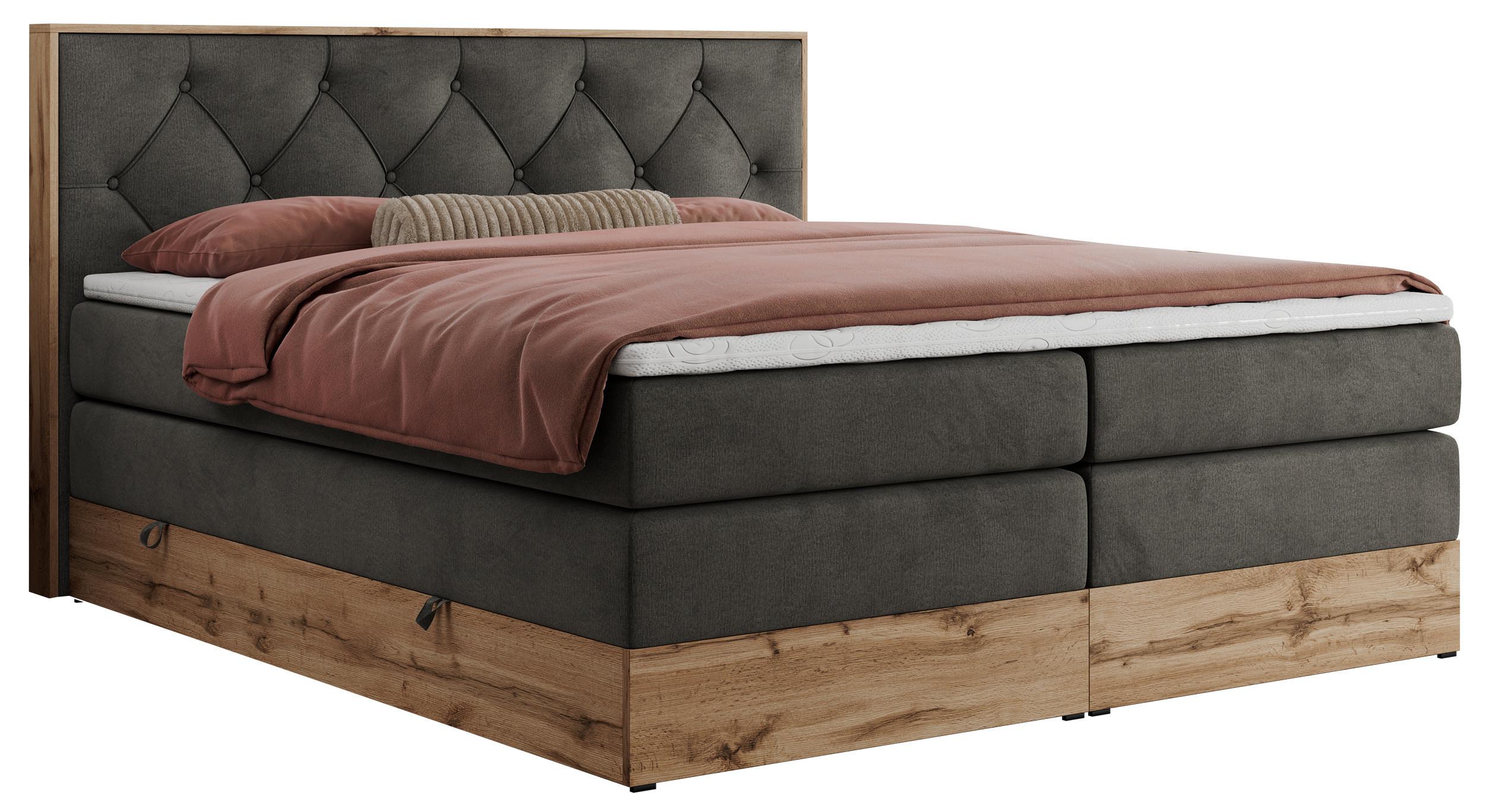 wohnli-moebel-suche-800000664281 Wohnli Möbelsuche - BOXSPRINGBETT VENETO KING 140/200 Dunkelgrau Velvet - H3