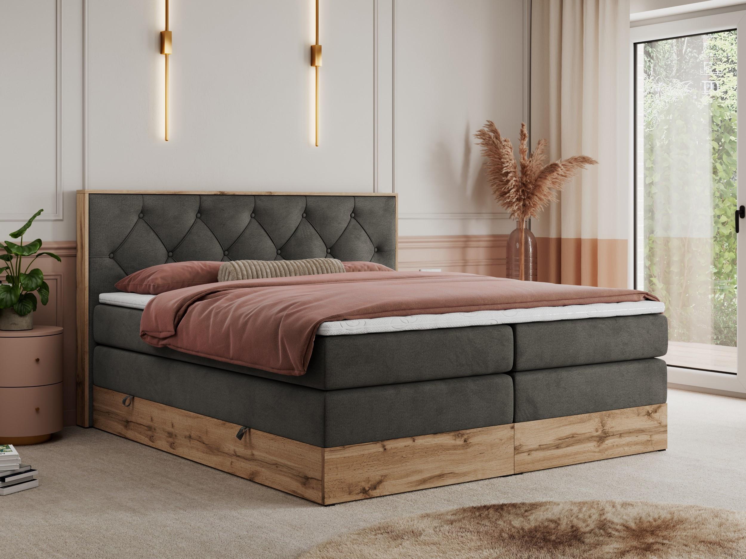 wohnli-moebel-suche-800000664328-1 BOXSPRINGBETT VENETO KING 200/200 Dunkelgrau Velvet - H3 Textil MKS Möbel > Betten > Boxspringbetten Grau