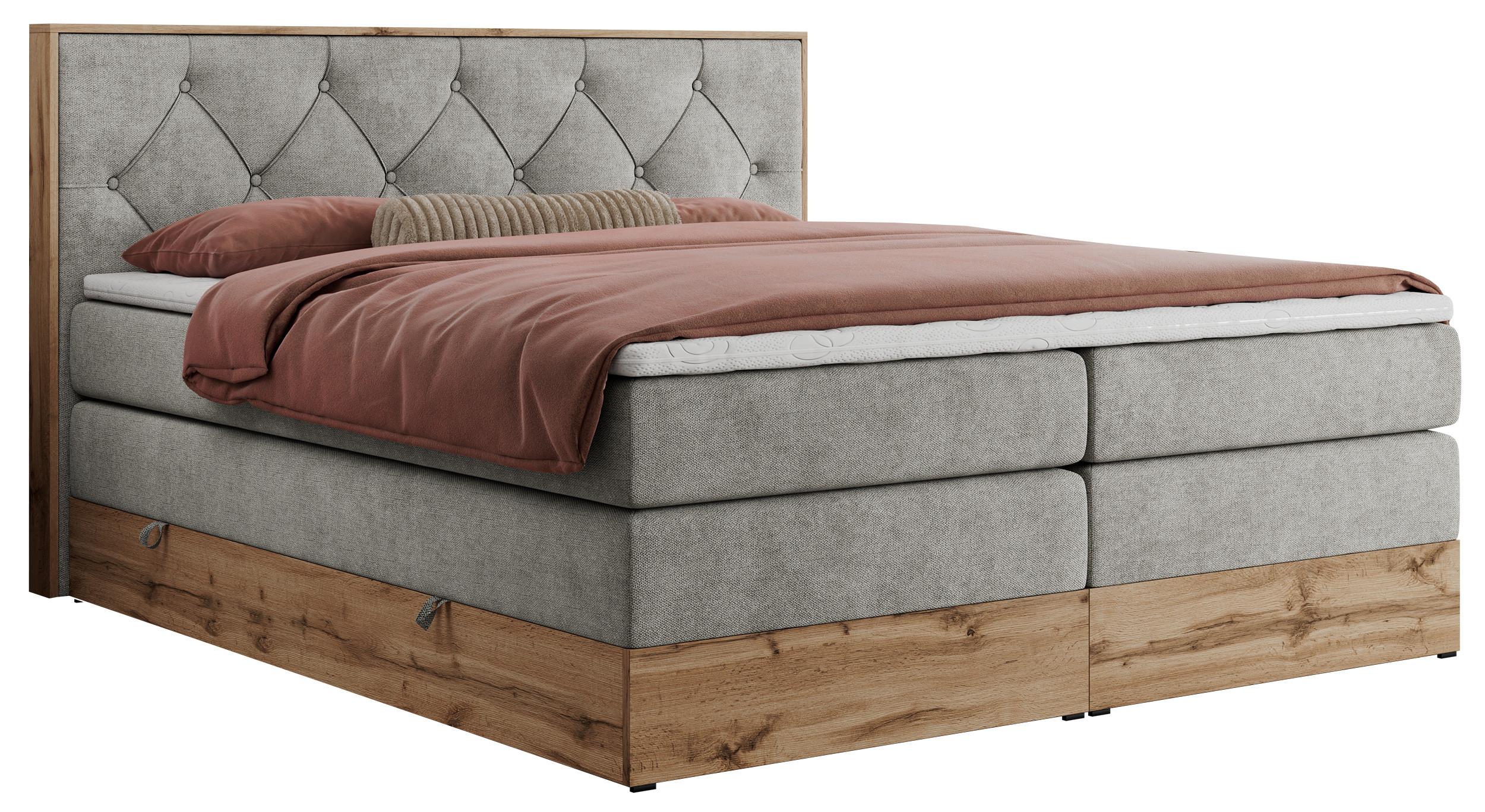 wohnli-moebel-suche-800000664344 Wohnli Möbelsuche - BOXSPRINGBETT VENETO KING 200/200 Hellgrau Struktur - H4
