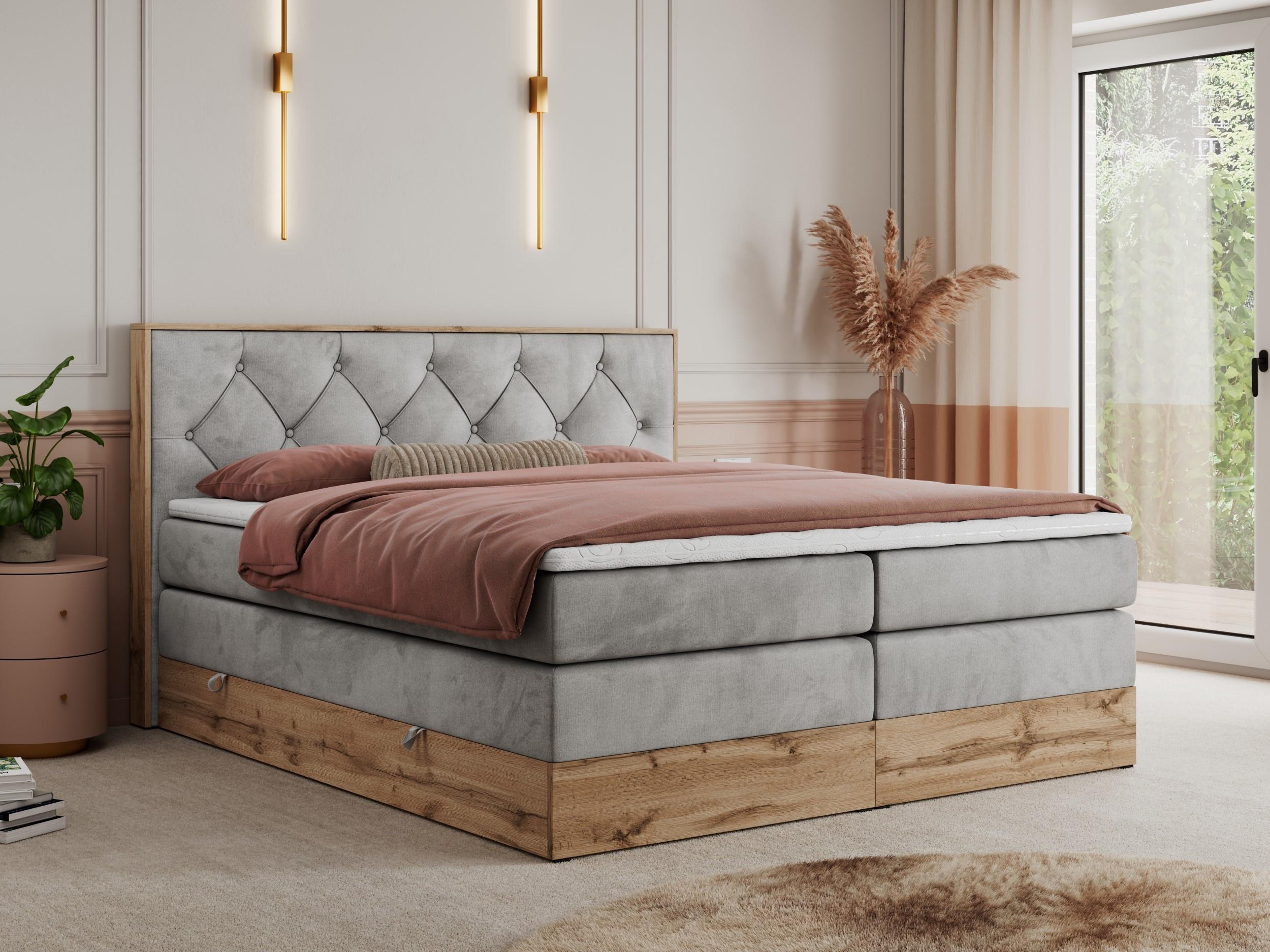 wohnli-moebel-suche-800000664367-1 BOXSPRINGBETT VENETO KING 200/200 Hellgrau Velvet - H3 Textil MKS Möbel > Betten > Boxspringbetten Grau