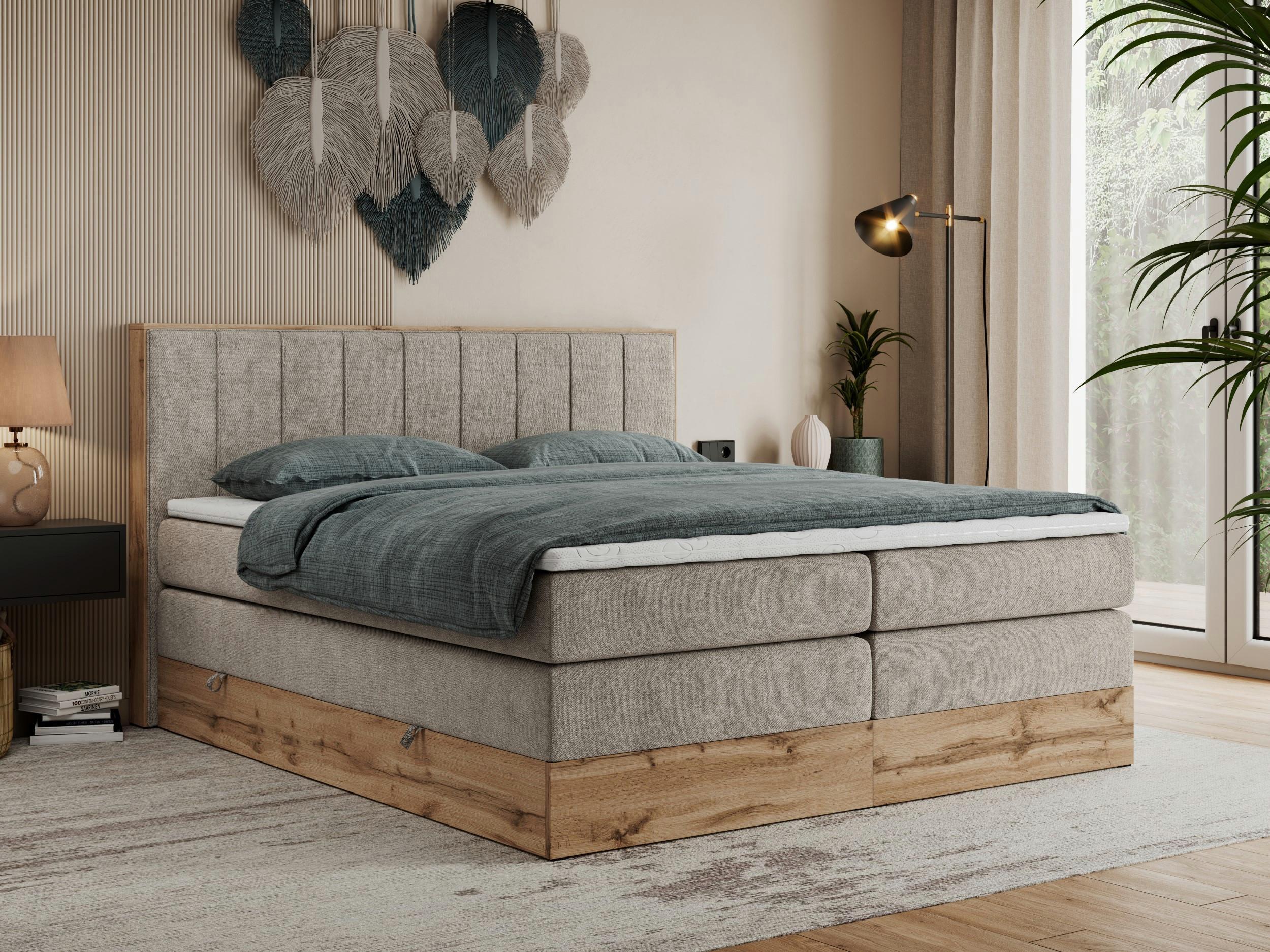 BOXSPRINGBETT BELLISSIMO KING 200/200 Beige Struktur - H4 Textil MKS Möbel > Betten > Boxspringbetten Beige