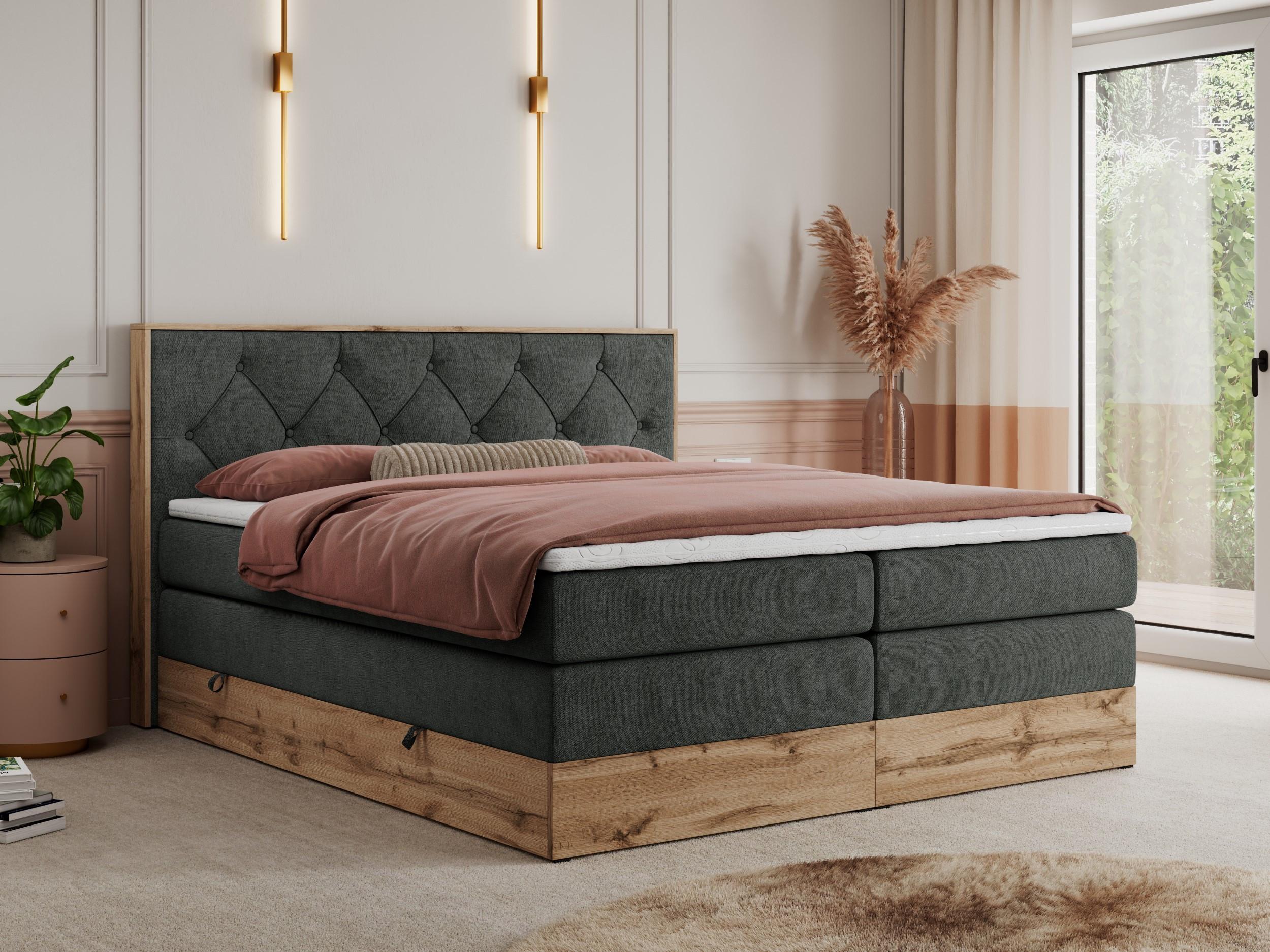 wohnli-moebel-suche-800000664379-1 BOXSPRINGBETT VENETO KING 180/200 Dunkelgrau Struktur - H3 Textil MKS Möbel > Betten > Boxspringbetten Grau