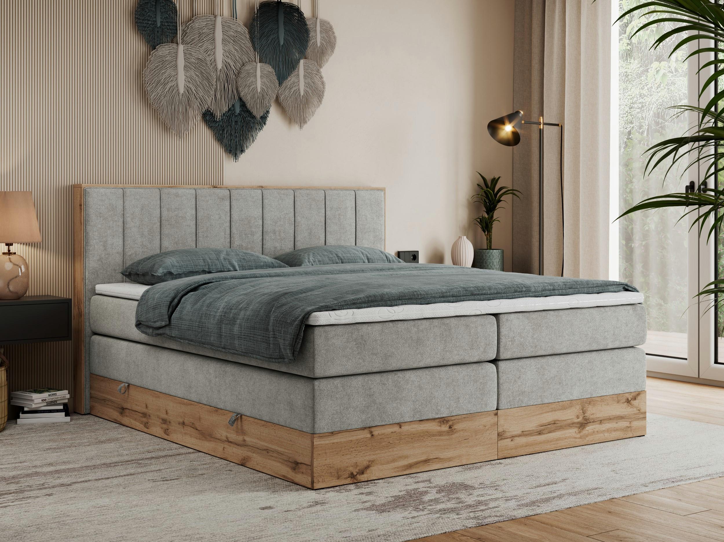 wohnli-moebel-suche-800000664380-1 BOXSPRINGBETT BELLISSIMO KING 200/200 Hellgrau Struktur - H3 Textil MKS Möbel > Betten > Boxspringbetten Grau