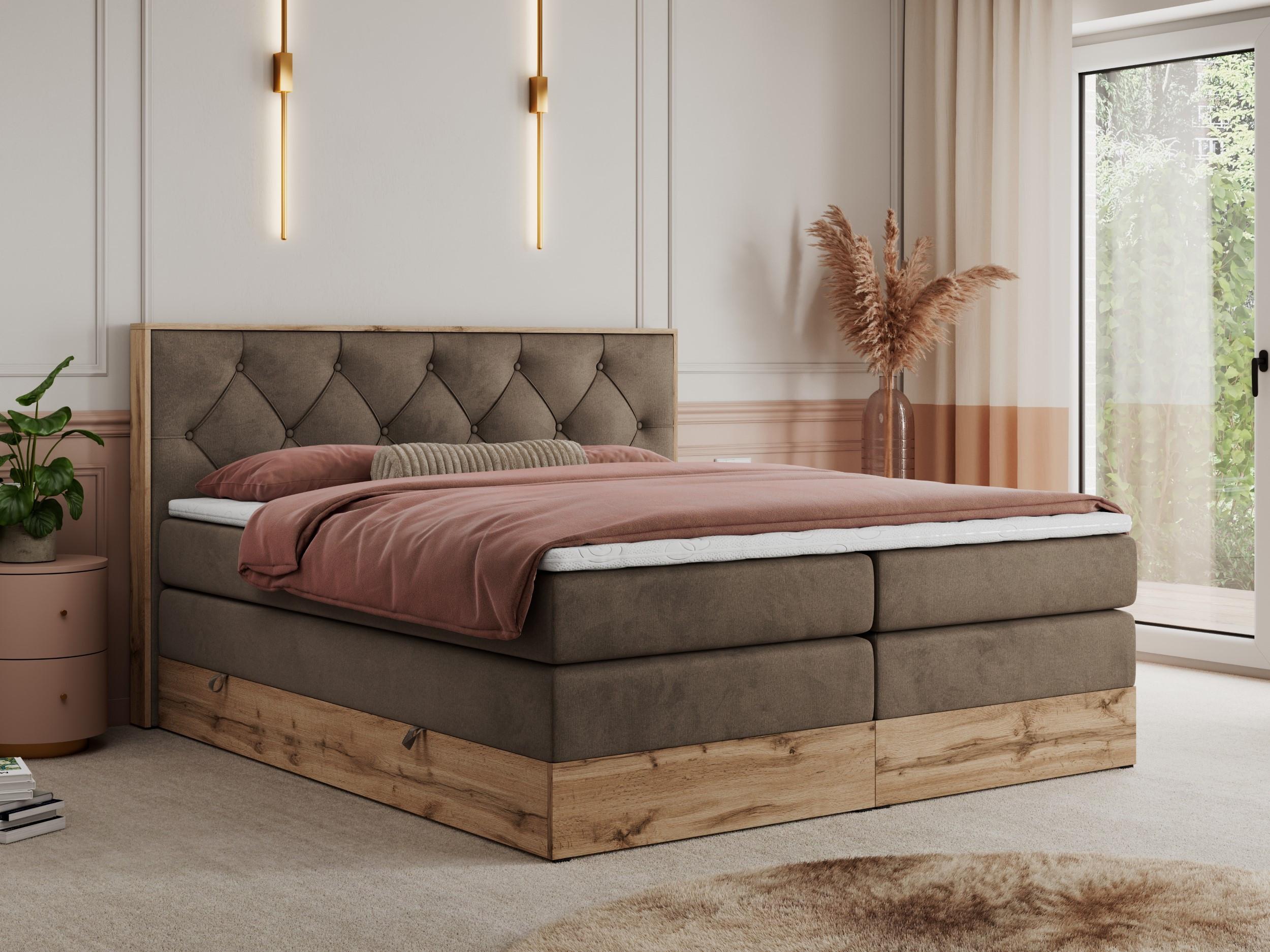 BOXSPRINGBETT VENETO KING 200/200 Braun Velvet - H3 Textil MKS Möbel > Betten > Boxspringbetten Braun
