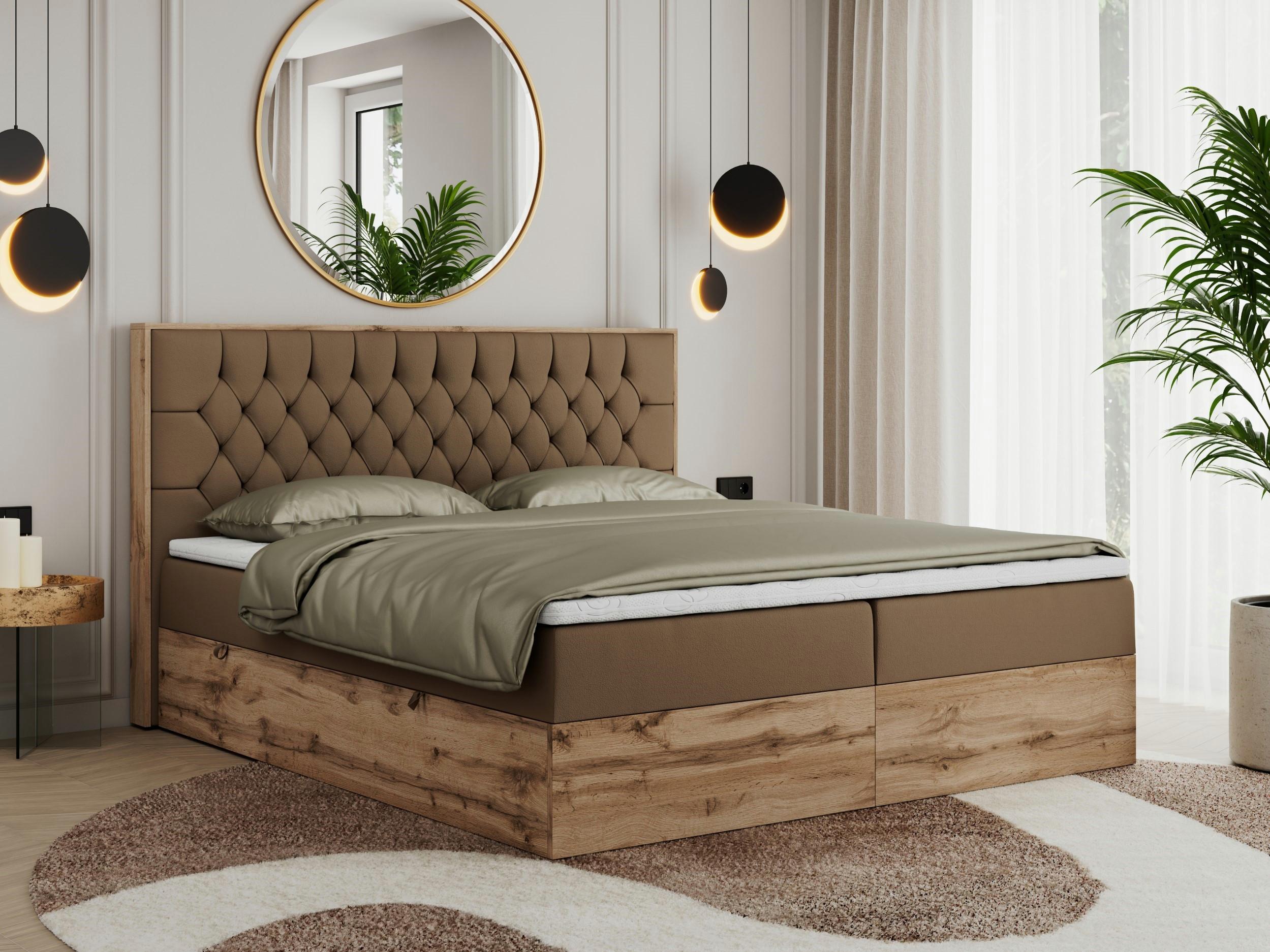wohnli-moebel-suche-800000665341-1 BOXBETT AMORE 200/200 Braun Kunstleder - H4 Textil MKS Möbel > Betten > Boxspringbetten Braun