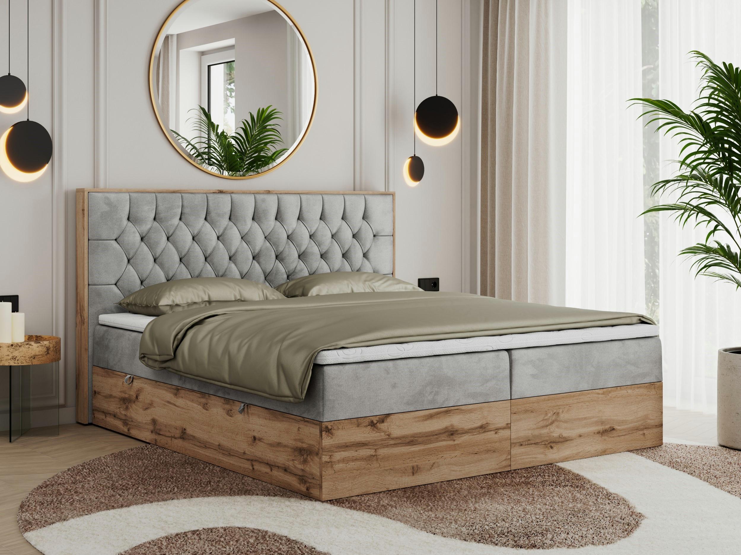 wohnli-moebel-suche-800000665360-1 BOXBETT AMORE 140/200 Hellgrau Velvet - H4 Textil MKS Möbel > Betten > Boxspringbetten Grau