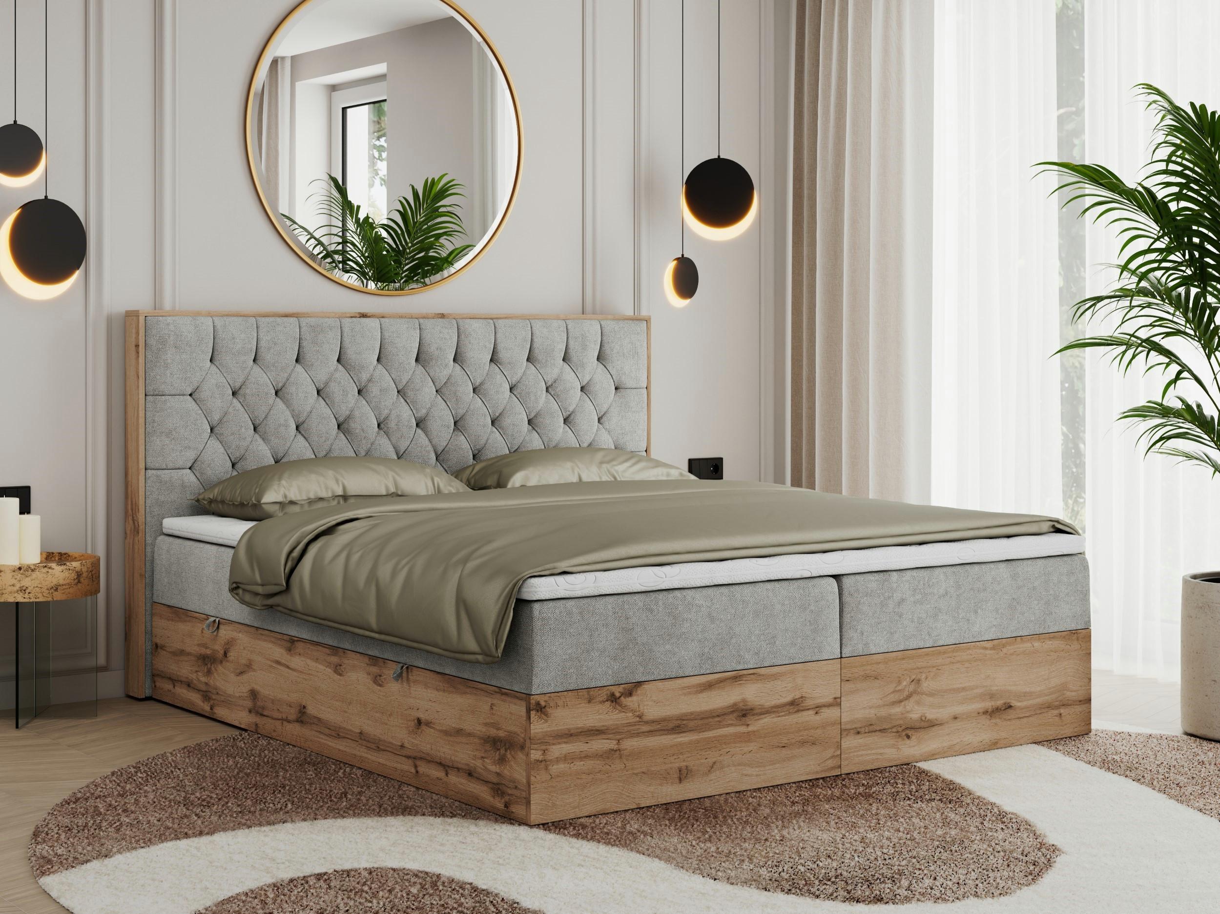 wohnli-moebel-suche-800000665365-1 BOXBETT AMORE 140/200 Hellgrau Struktur - H4 Textil MKS Möbel > Betten > Boxspringbetten Grau