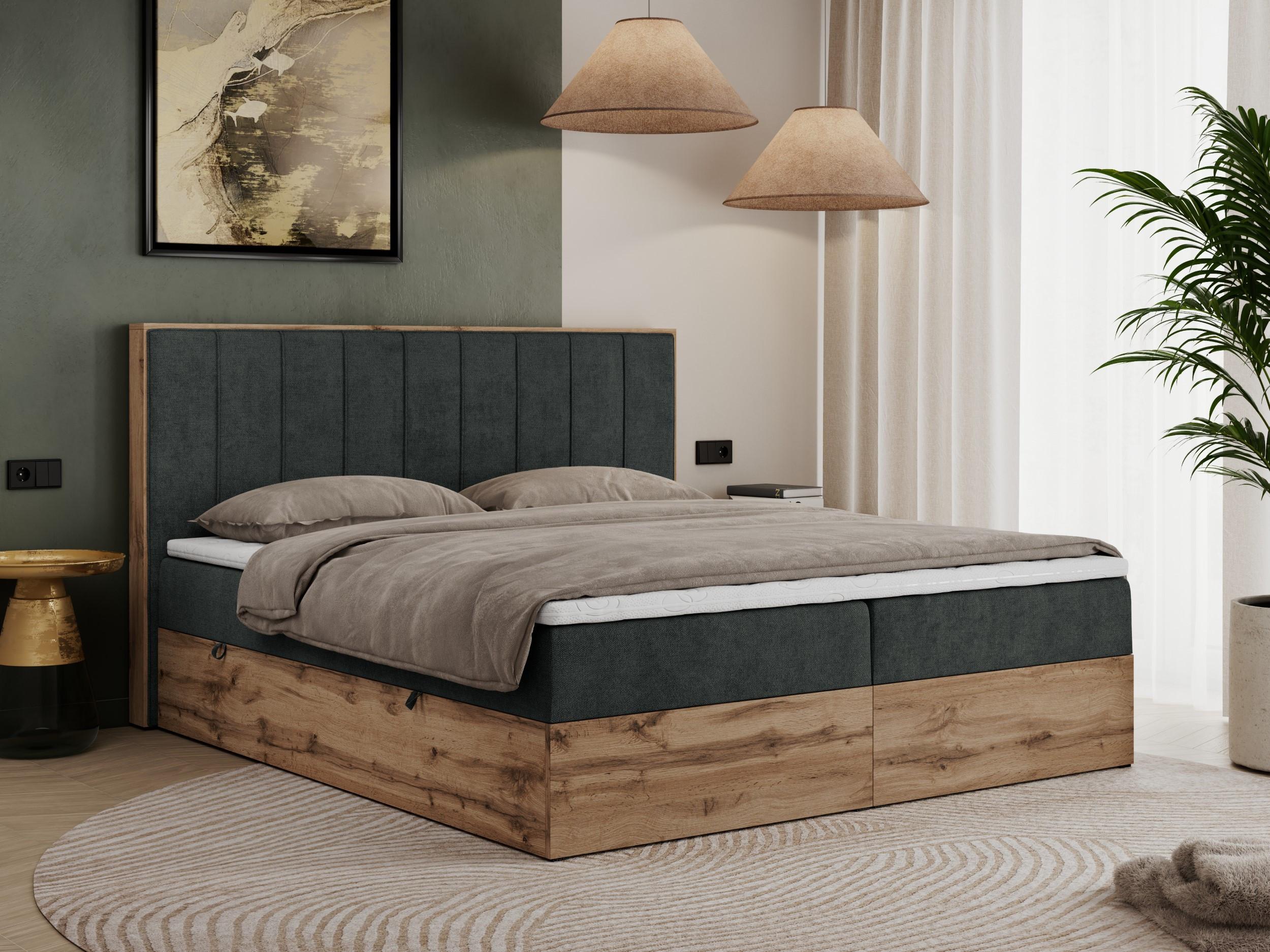 wohnli-moebel-suche-800000665384-1 BOXBETT BELLISSIMO 160/200 Dunkelgrau Struktur - H3 Textil MKS Möbel > Betten > Boxspringbetten Grau