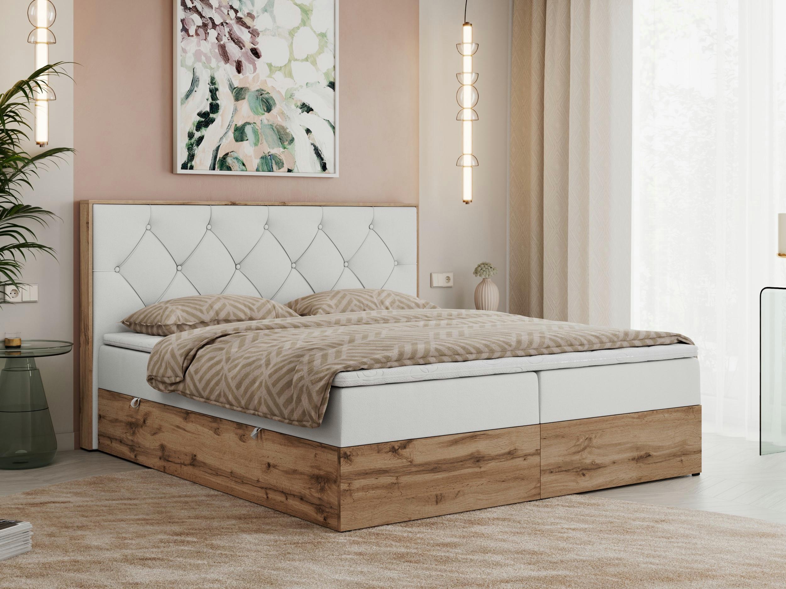 BOXBETT VENETO 160/200 Weiß Kunstleder - H4 Textil MKS Möbel > Betten > Boxspringbetten Weiß