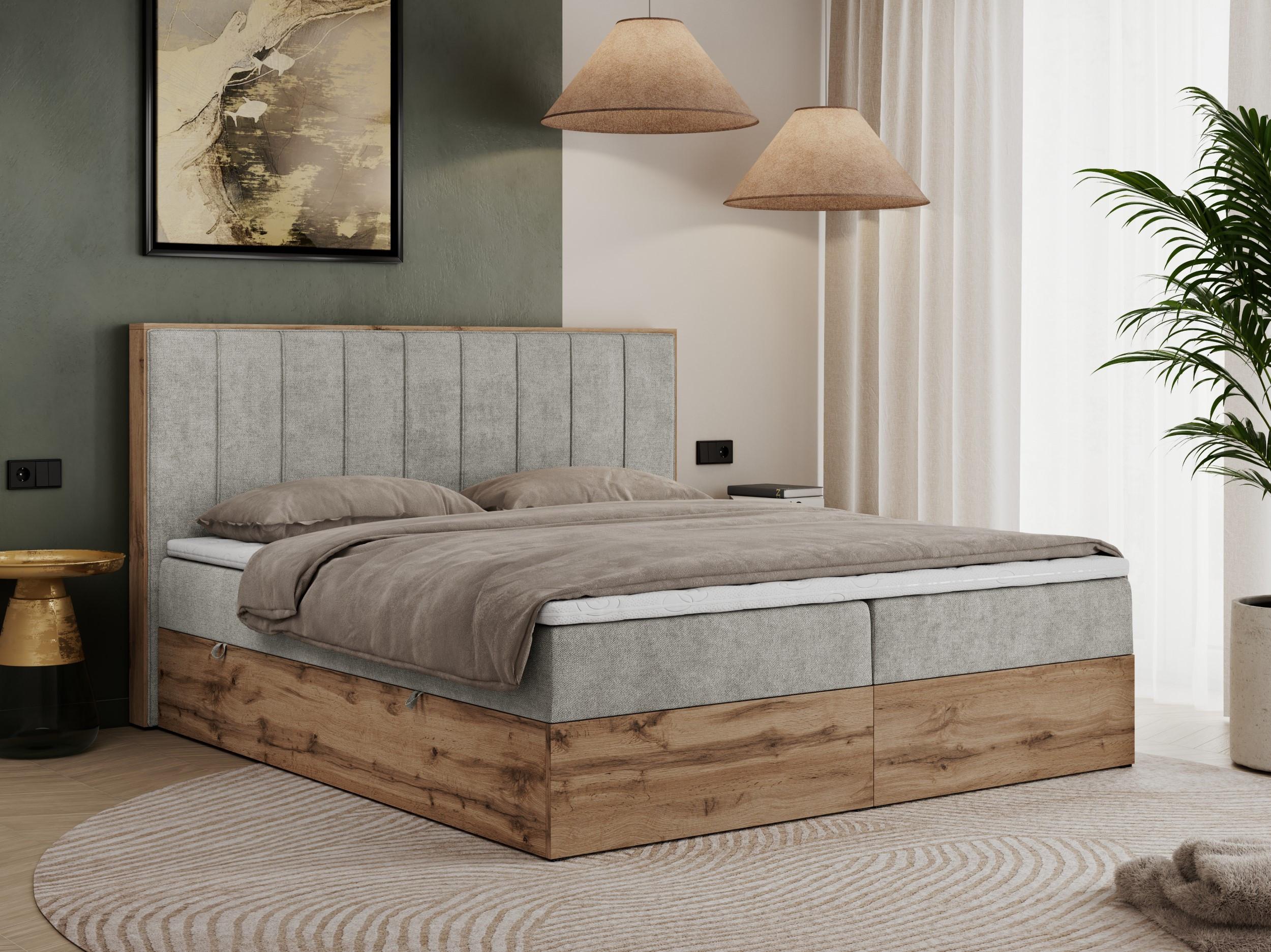 wohnli-moebel-suche-800000665438-1 BOXBETT BELLISSIMO 160/200 Hellgrau Struktur - H4 Textil MKS Möbel > Betten > Boxspringbetten Grau