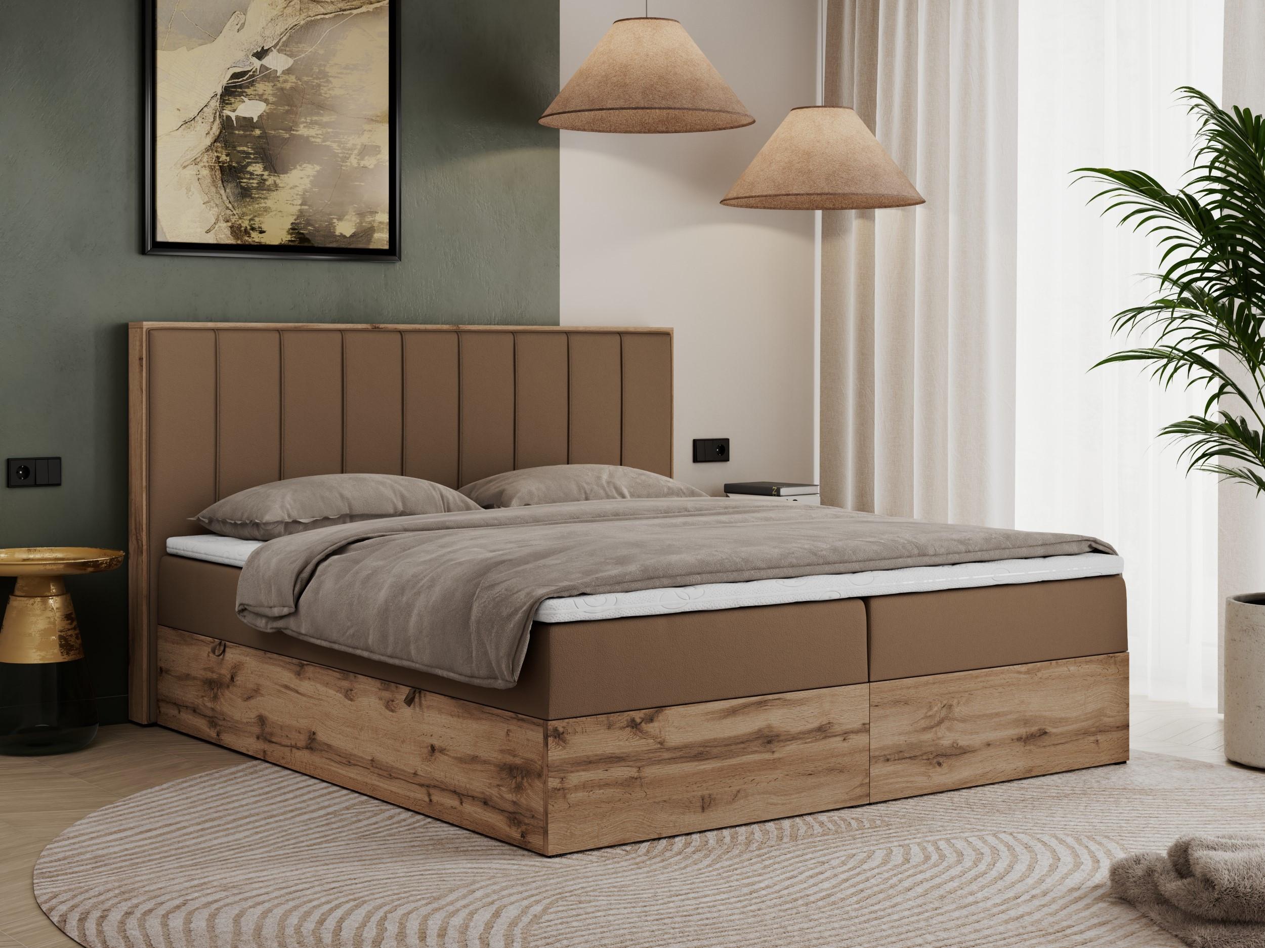wohnli-moebel-suche-800000665464-1 BOXBETT BELLISSIMO 200/200 Braun Kunstleder - H4 Textil MKS Möbel > Betten > Boxspringbetten Braun