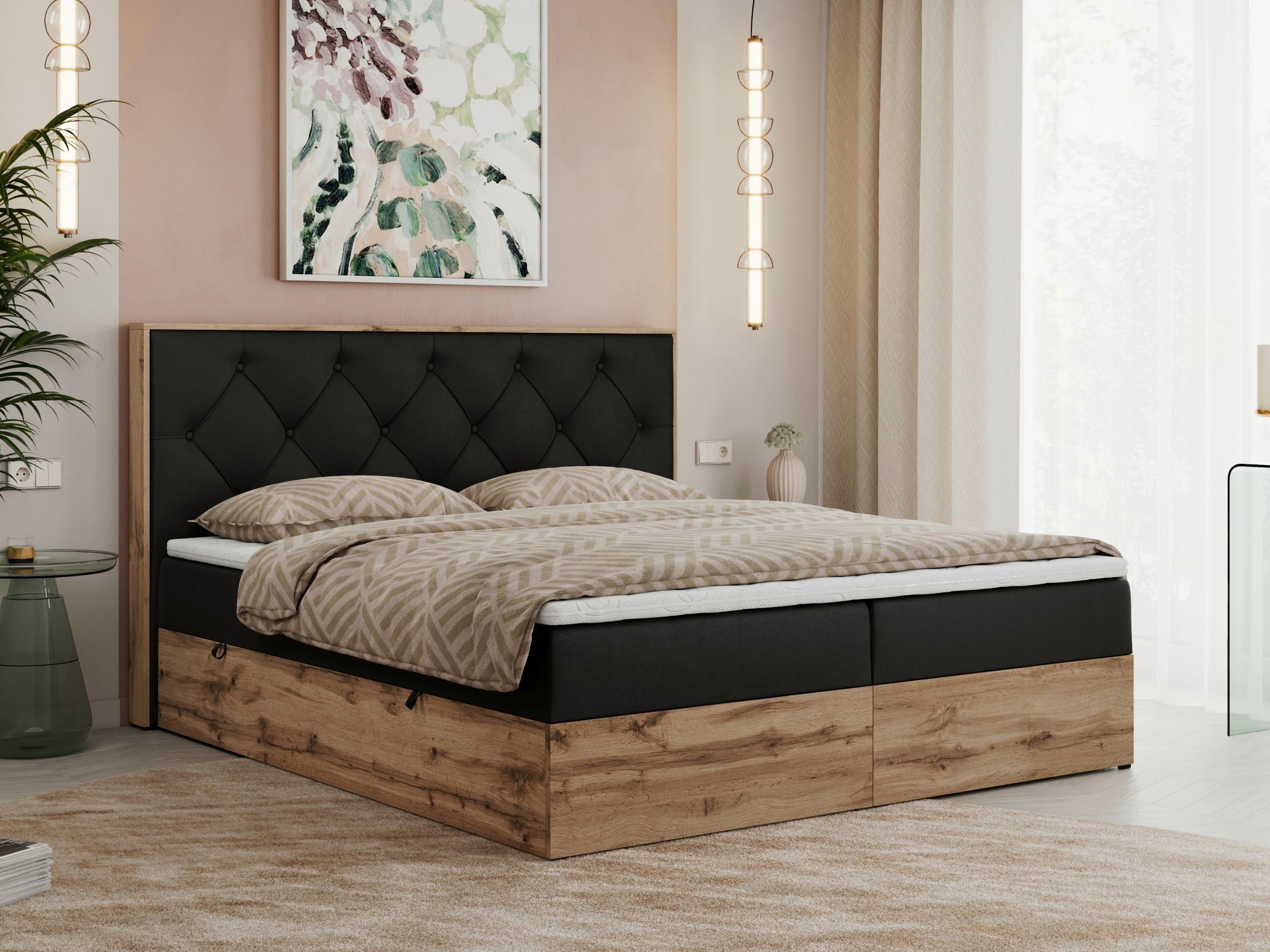 wohnli-moebel-suche-800000665498-1 BOXBETT VENETO 200/200 Schwarz Kunstleder - H3 Textil MKS Möbel > Betten > Boxspringbetten Schwarz