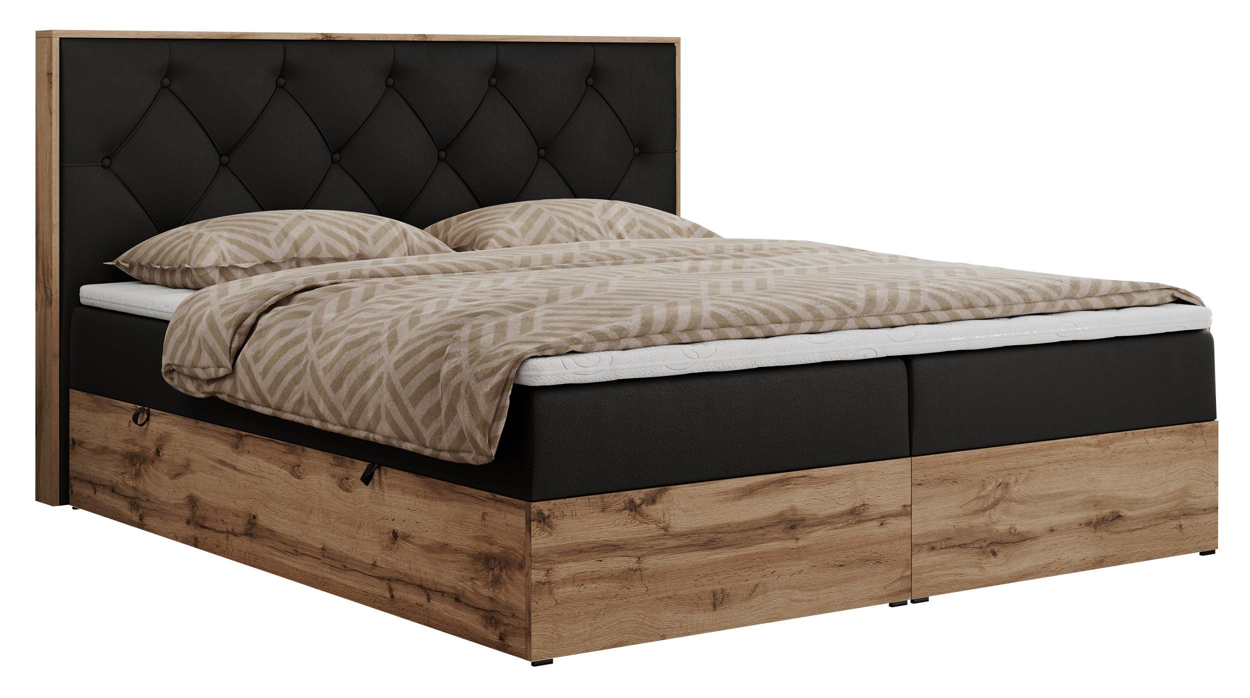 wohnli-moebel-suche-800000665498 Wohnli Möbelsuche - BOXBETT VENETO 200/200 Schwarz Kunstleder - H3