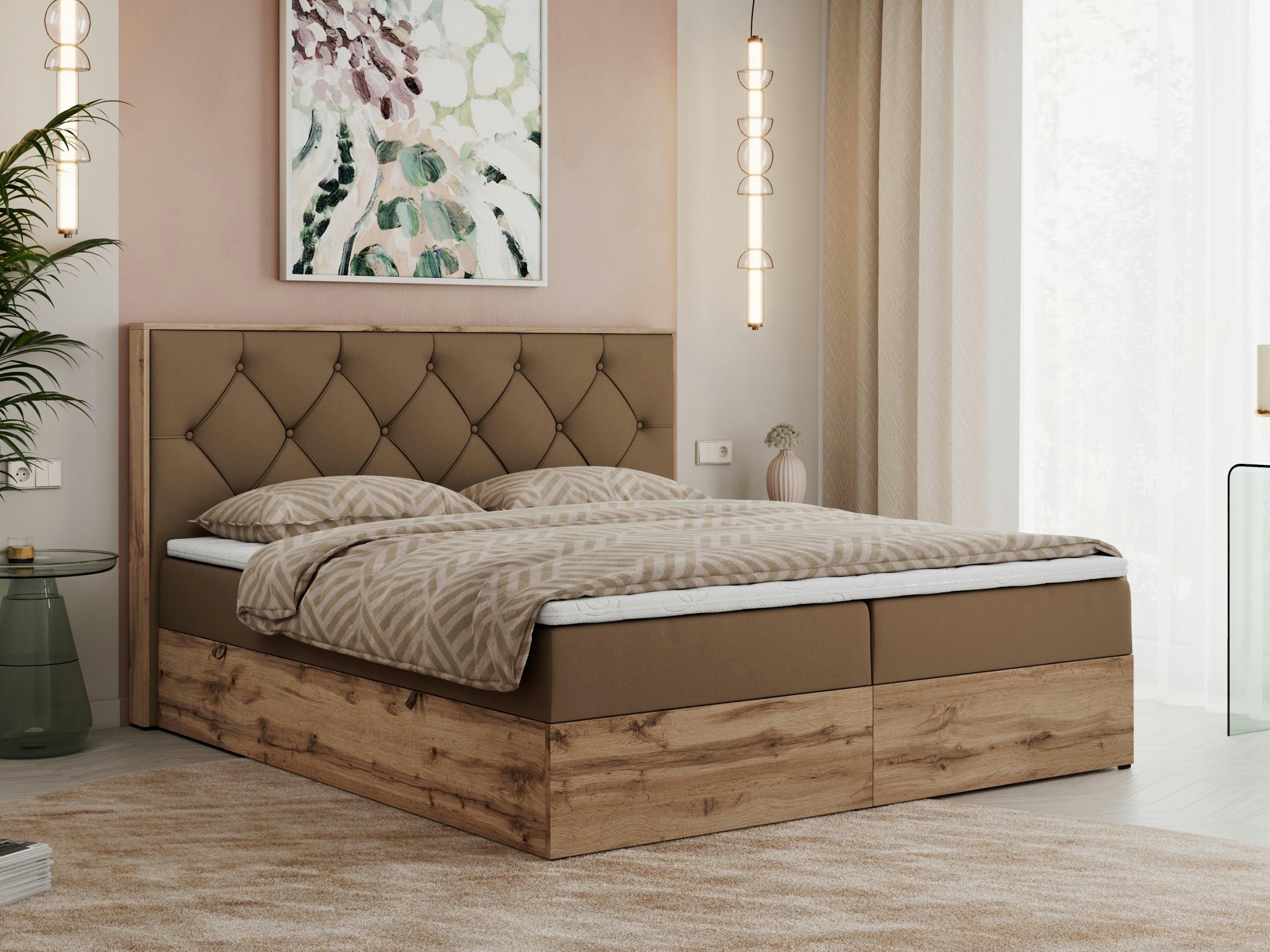BOXBETT VENETO 200/200 Braun Kunstleder - H4 Textil MKS Möbel > Betten > Boxspringbetten Braun