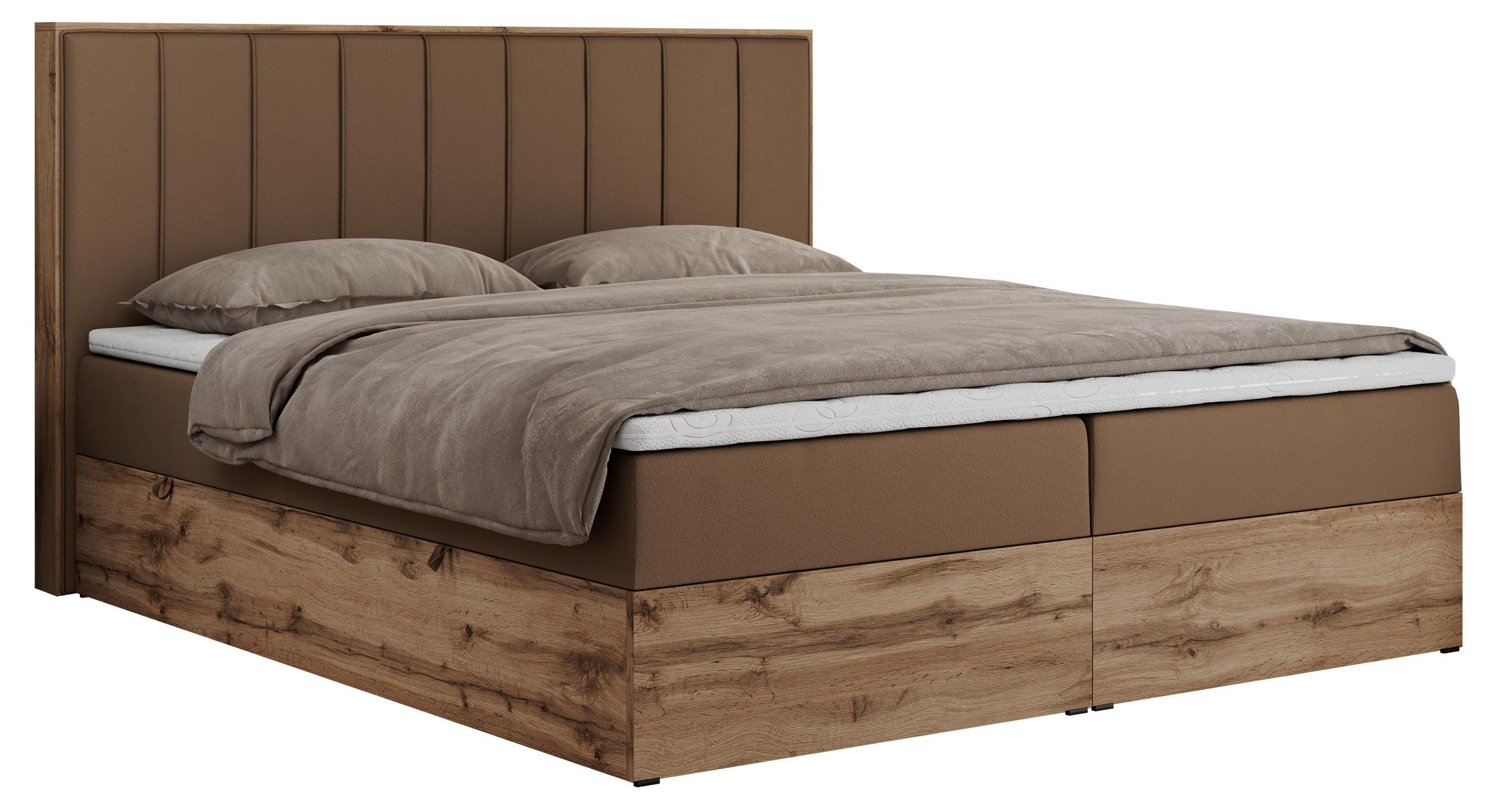 Wohnli Möbelsuche - BOXBETT BELLISSIMO 140/200 Braun Kunstleder - H3