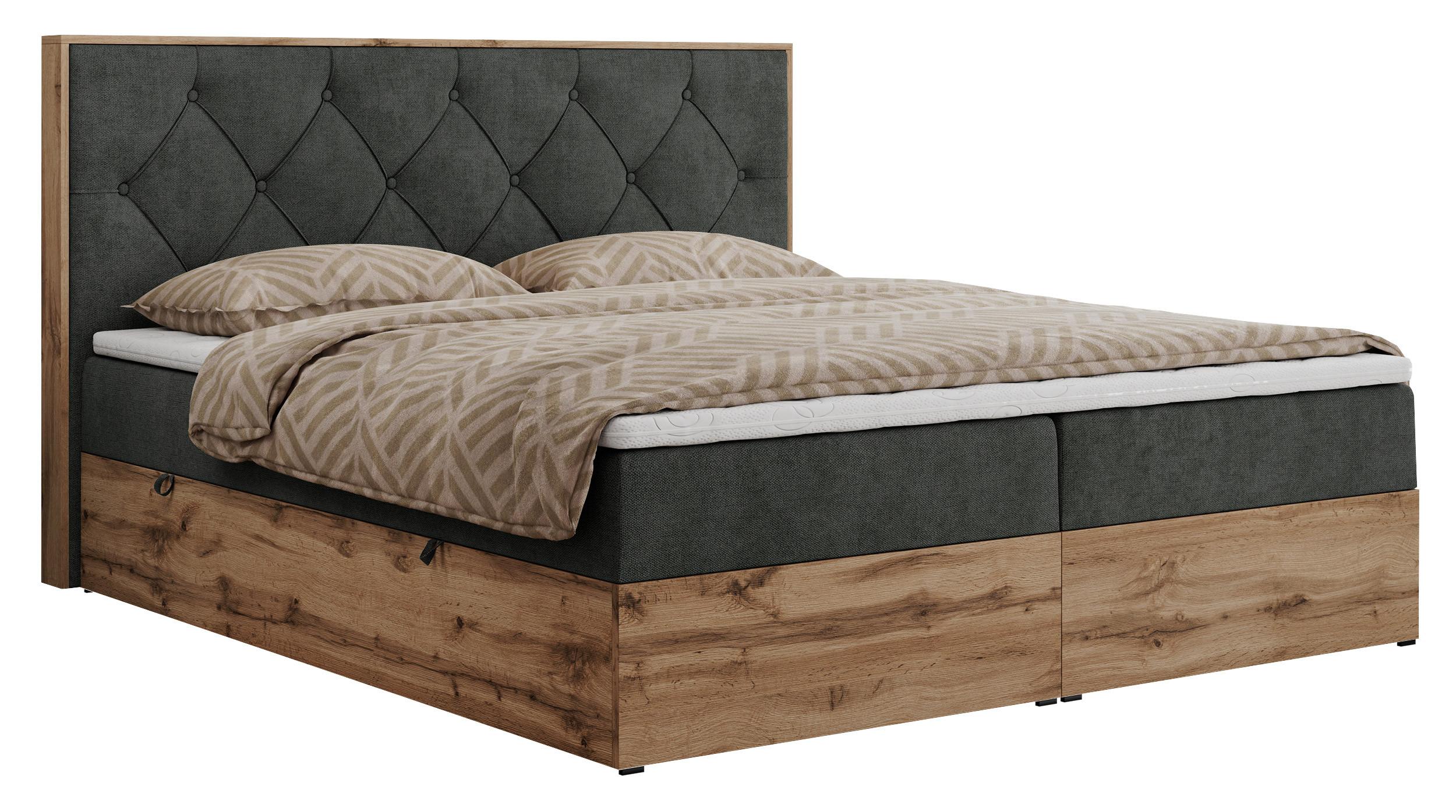 Wohnli Möbelsuche - BOXBETT VENETO 200/200 Dunkelgrau Struktur - H3