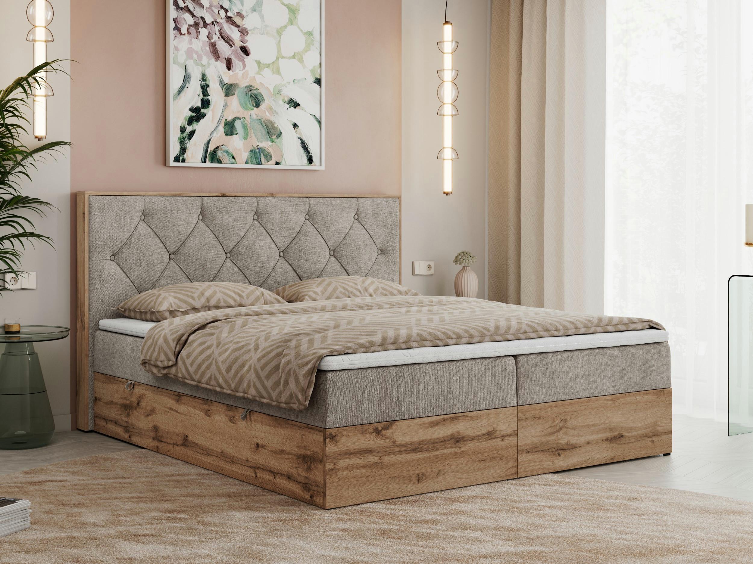 BOXBETT VENETO 200/200 Beige Struktur - H3 Textil MKS Möbel > Betten > Boxspringbetten Beige