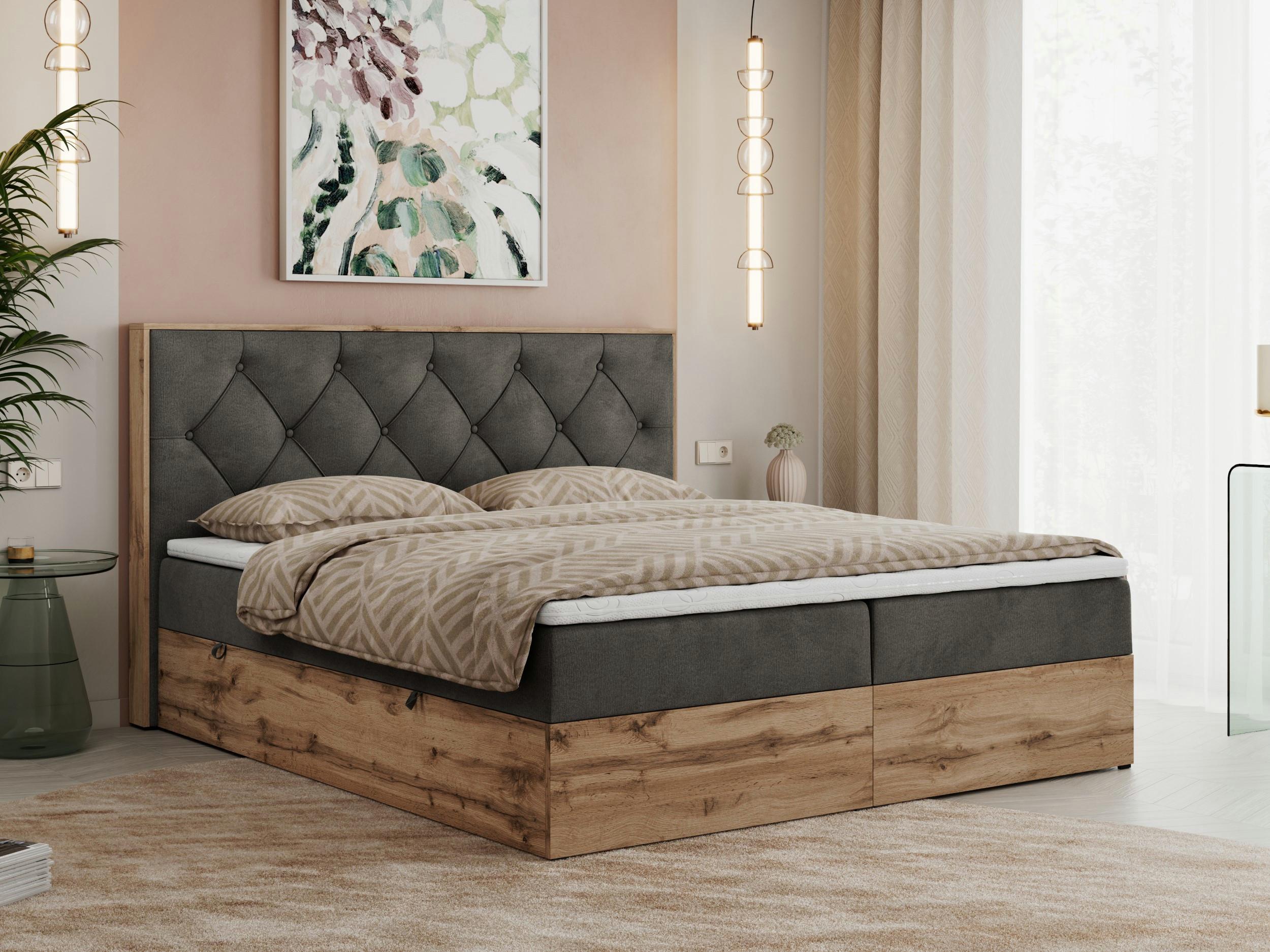 wohnli-moebel-suche-800000665580-1 BOXBETT VENETO 200/200 Dunkelgrau Velvet - H3 Textil MKS Möbel > Betten > Boxspringbetten Grau