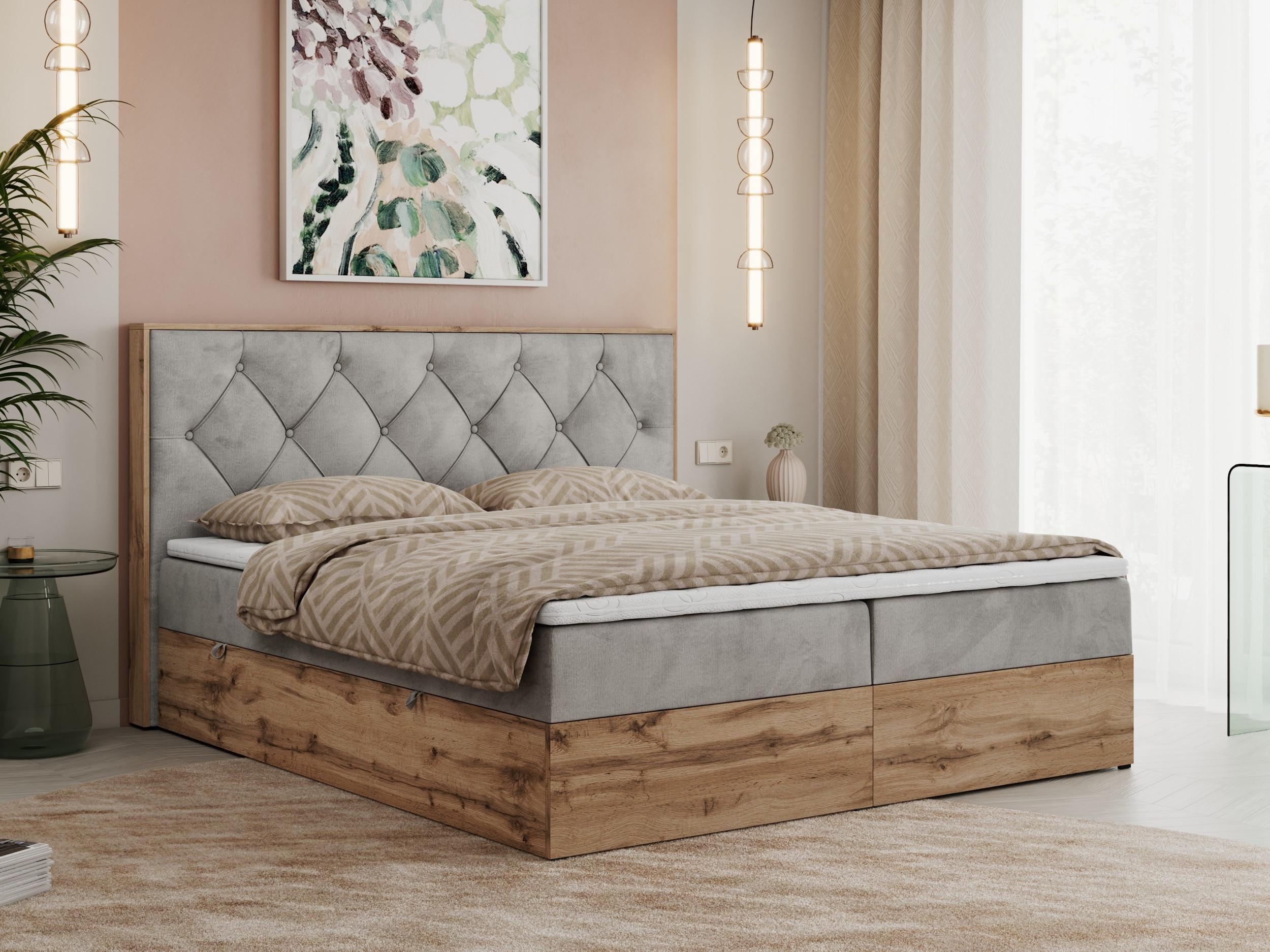 wohnli-moebel-suche-800000665585-1 BOXBETT VENETO 200/200 Hellgrau Velvet - H3 Textil MKS Möbel > Betten > Boxspringbetten Grau