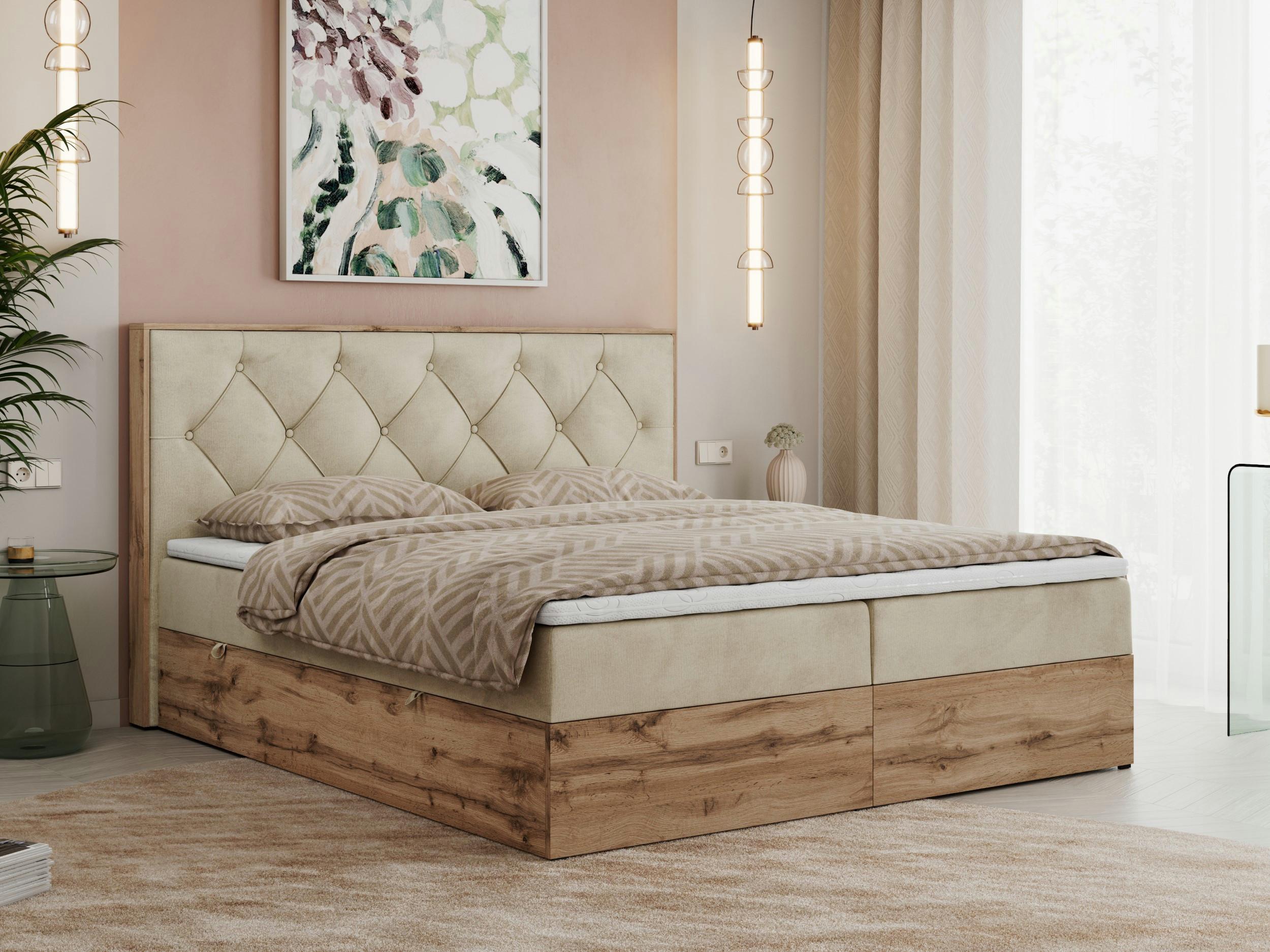 BOXBETT VENETO 200/200 Beige Velvet - H3 Textil MKS Möbel > Betten > Boxspringbetten Beige