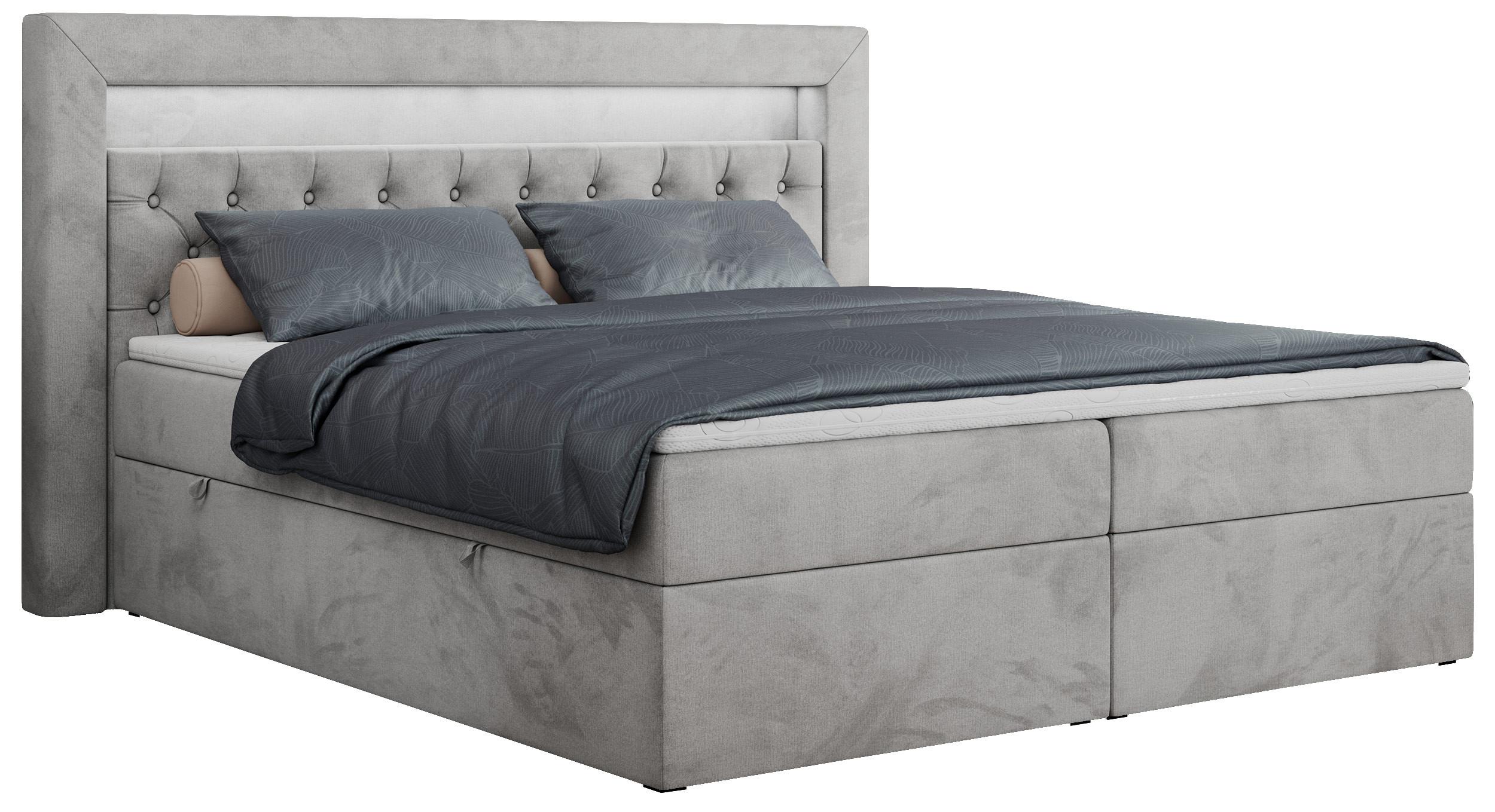 wohnli-moebel-suche-800000665630 Wohnli Möbelsuche - BOXBETT GOLD-6 LED 160/200 Hellgrau Velvet - H3