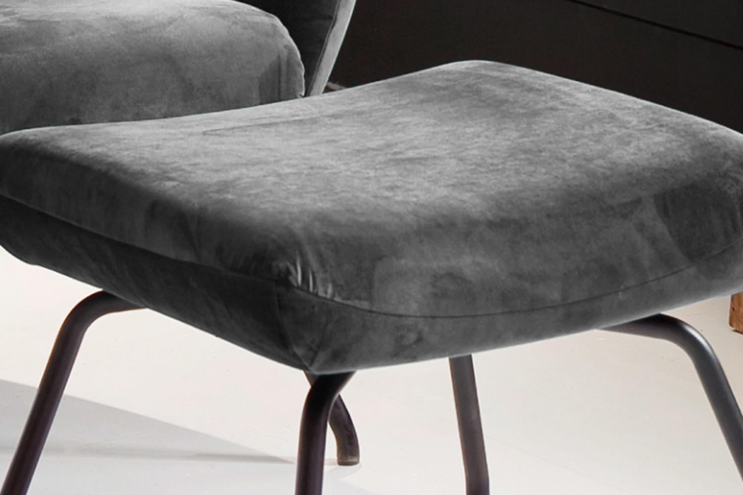 wohnli-moebel-suche-800000679093-1 HOCKER LOTTE Grau Velvet Textil KAWOLA Möbel > Sessel > Hocker Grau