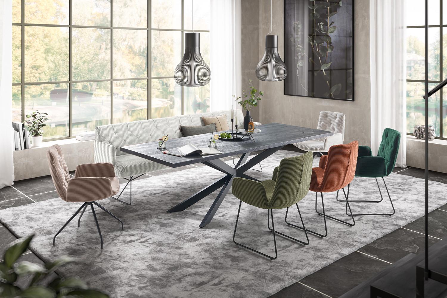 ESSZIMMERBANK CHARME Hellgrau Cord Textil KAWOLA Möbel > Bänke > Sitzbänke Grau
