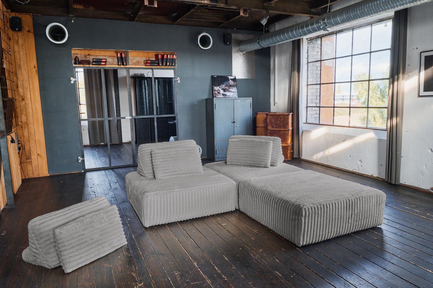 wohnli-moebel-suche-800000679684-1 MODULSOFA WIOLO SOFT 3 MODULE 3 KISSEN Grau Cord Textil KAWOLA Möbel > Sofas & Couches > Sofas Grau