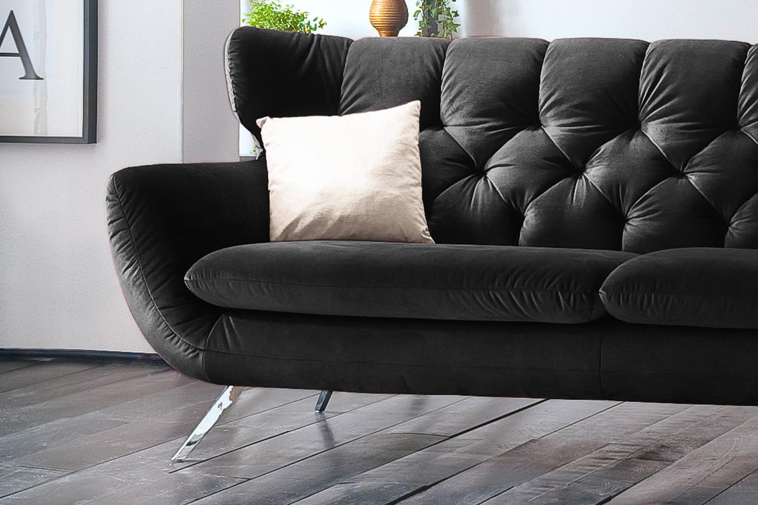 wohnli-moebel-suche-800000679743-1 SOFA CHARME Schwarz Velvet Textil KAWOLA Möbel > Sofas & Couches > Sofas Schwarz