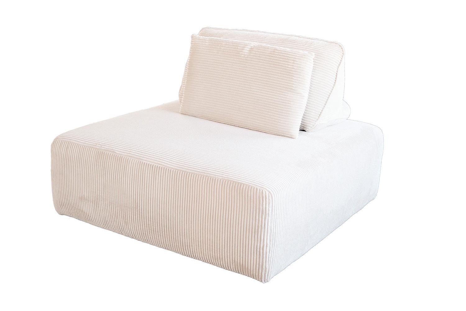 Wohnli Möbelsuche - HOCKER MIT RÜCKENKISSEN WIOLO SOFT Cremeweiß Cord