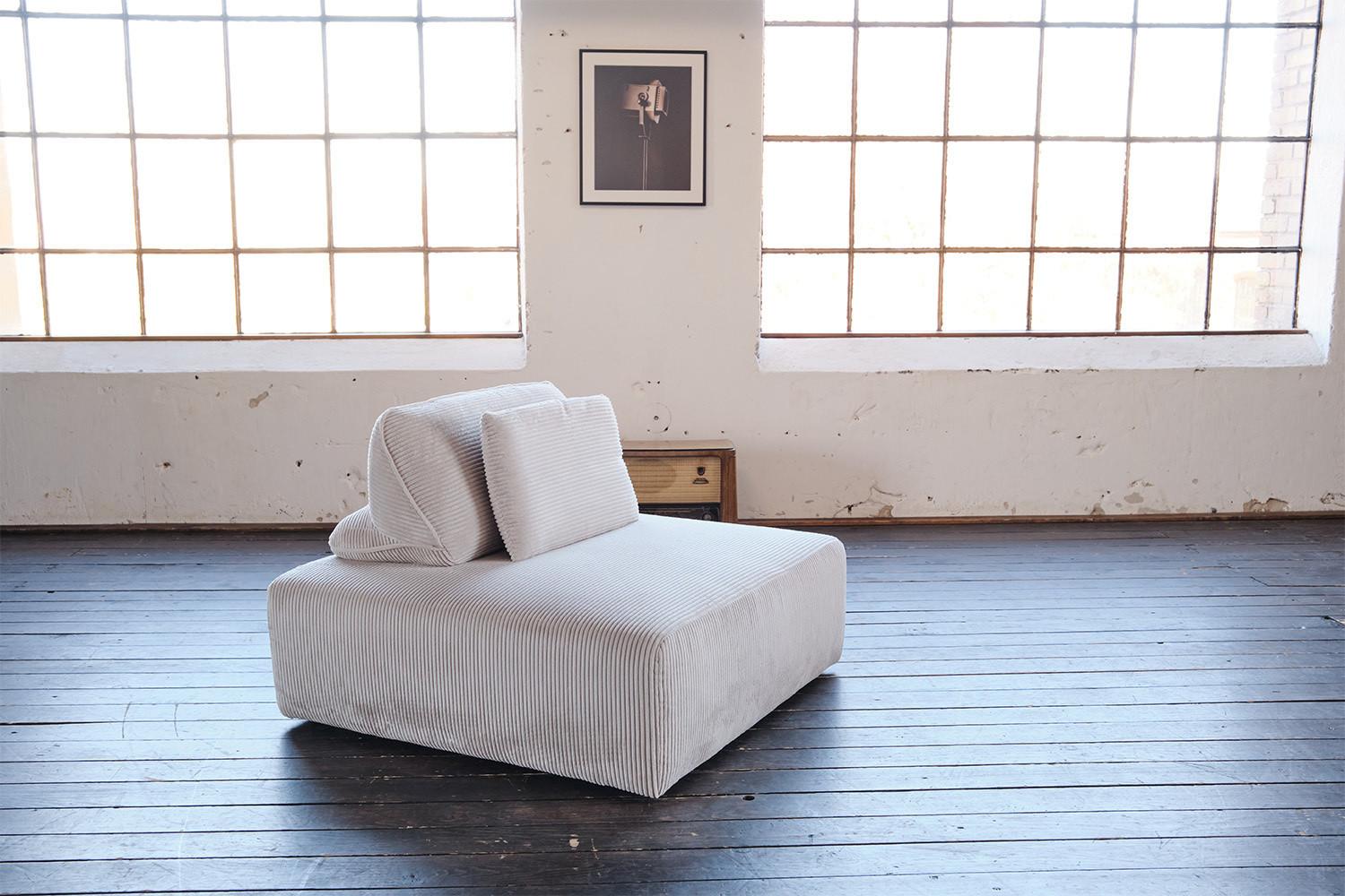 wohnli-moebel-suche-800000679821-1 HOCKER MIT RÜCKENKISSEN WIOLO SOFT Hellgrau Cord Textil KAWOLA Möbel > Sessel > Hocker Grau