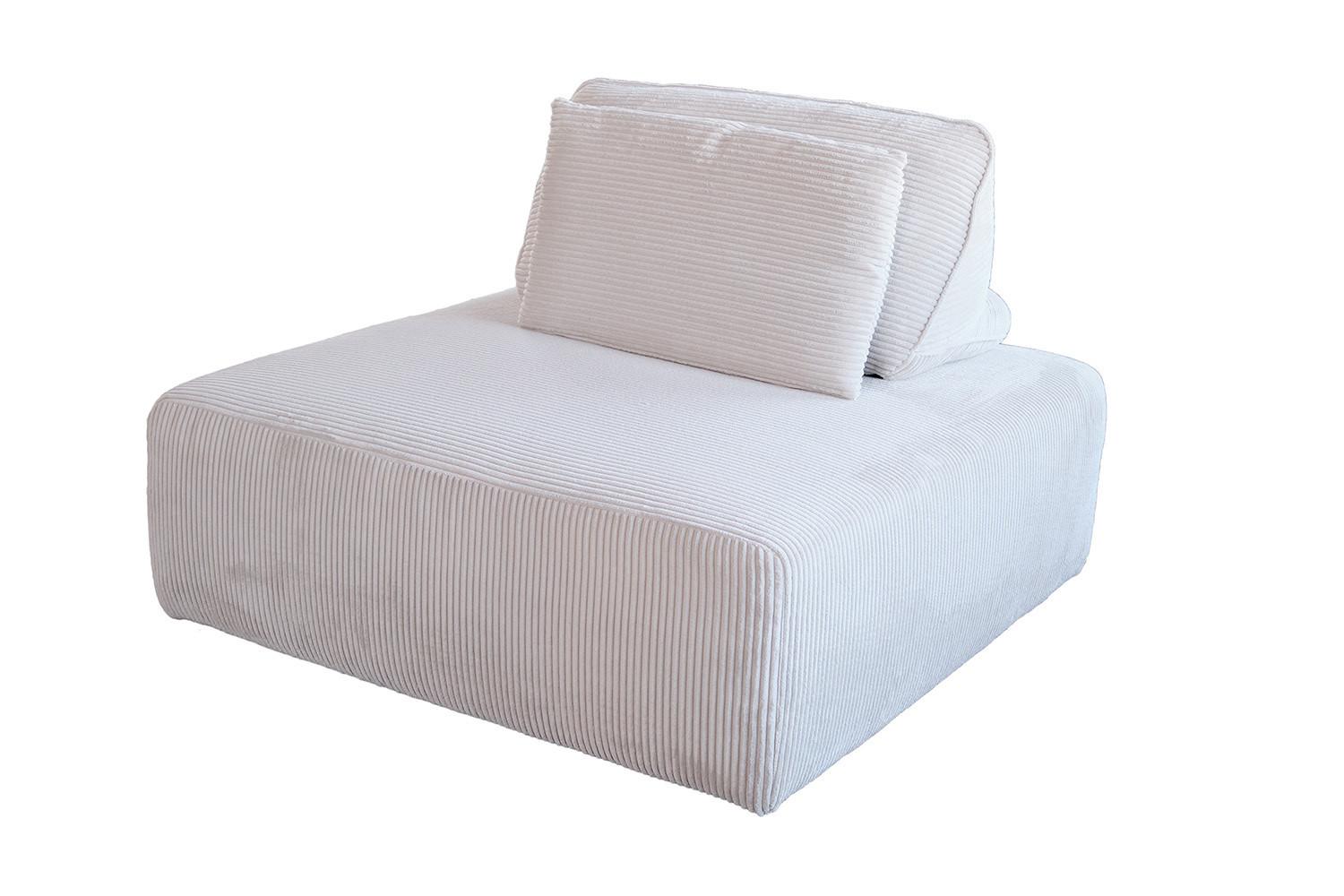 Wohnli Möbelsuche - HOCKER MIT RÜCKENKISSEN WIOLO SOFT Hellgrau Cord