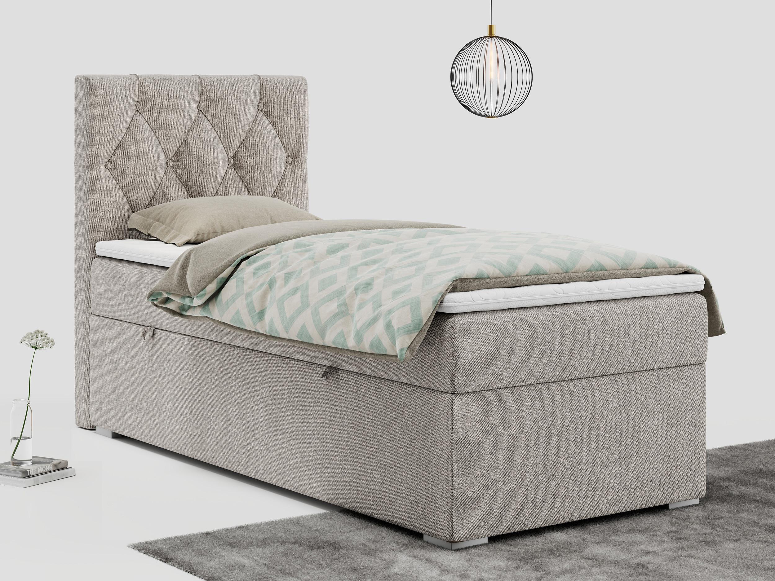 wohnli-moebel-suche-800000681219-1 BOXBETT ALDA 90/200 Beige Struktur - H3 - Links Seite Textil MKS Möbel > Betten > Boxspringbetten Beige