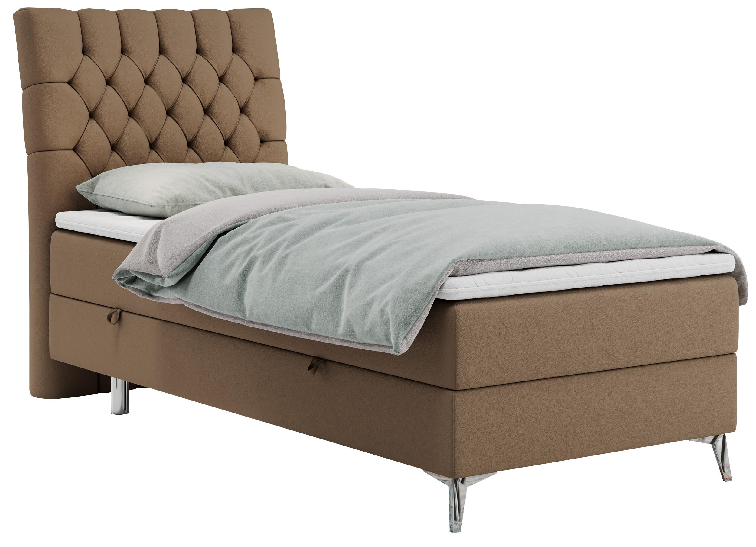 wohnli-moebel-suche-800000681230 Wohnli Möbelsuche - BOXBETT MILEN 90/200 Braun Kunstleder - H3 - Links Seite