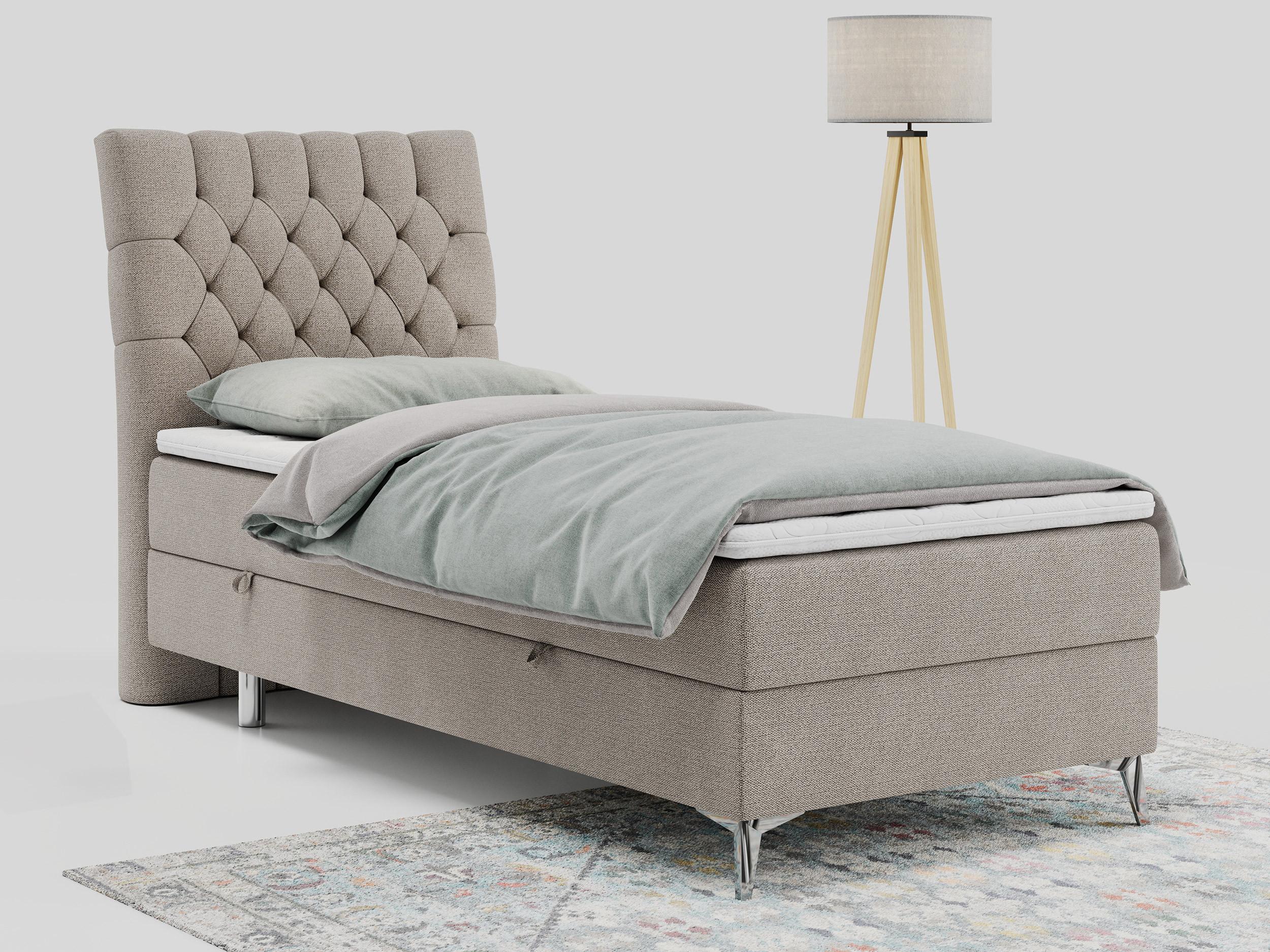 BOXBETT MILEN 90/200 Beige Struktur - H4 - Links Seite Textil MKS Möbel > Betten > Boxspringbetten Beige