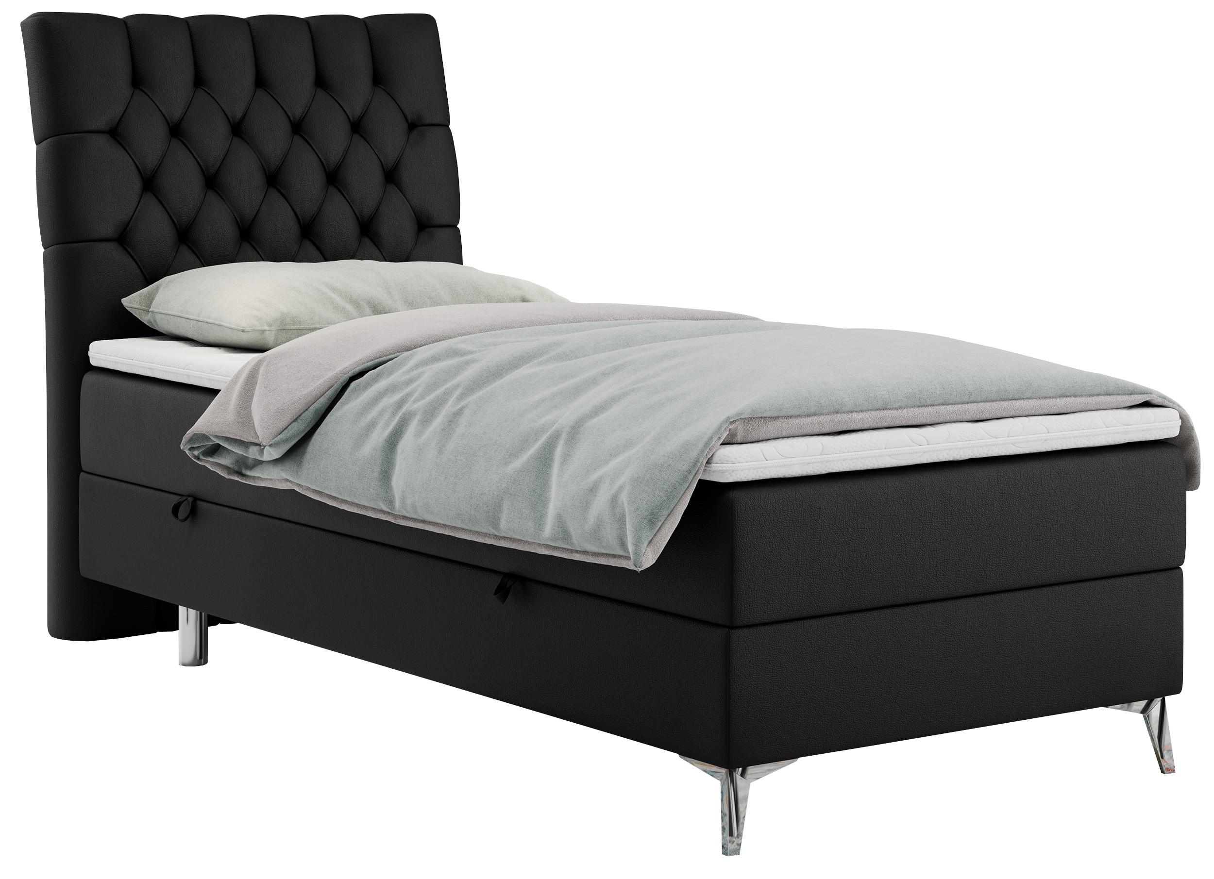 wohnli-moebel-suche-800000681239 Wohnli Möbelsuche - BOXBETT MILEN 90/200 Schwarz Kunstleder - H4 - Links Seite