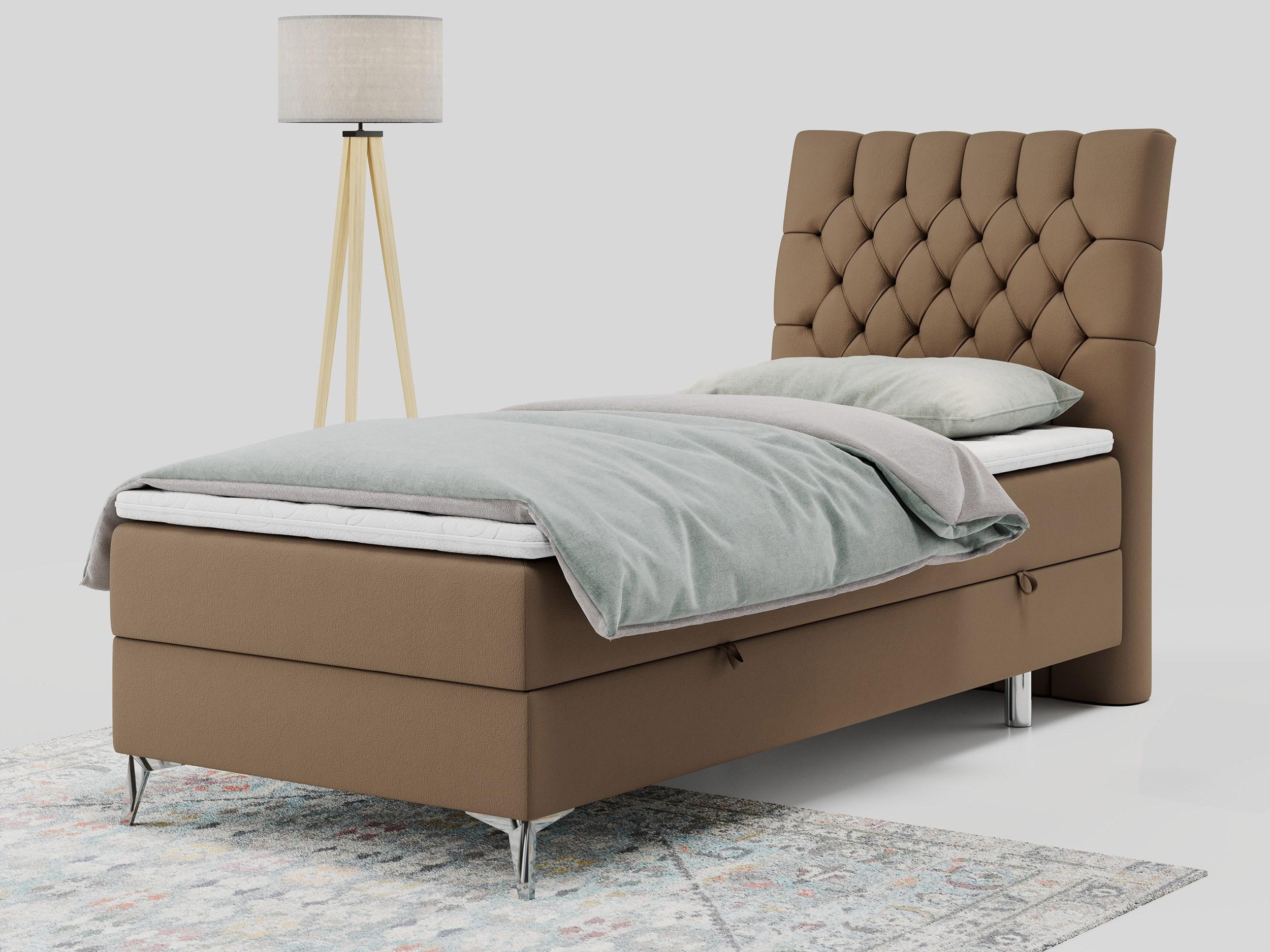 wohnli-moebel-suche-800000681244-1 BOXBETT MILEN 90/200 Braun Kunstleder - H4 - Rechts Seite Textil MKS Möbel > Betten > Boxspringbetten Braun