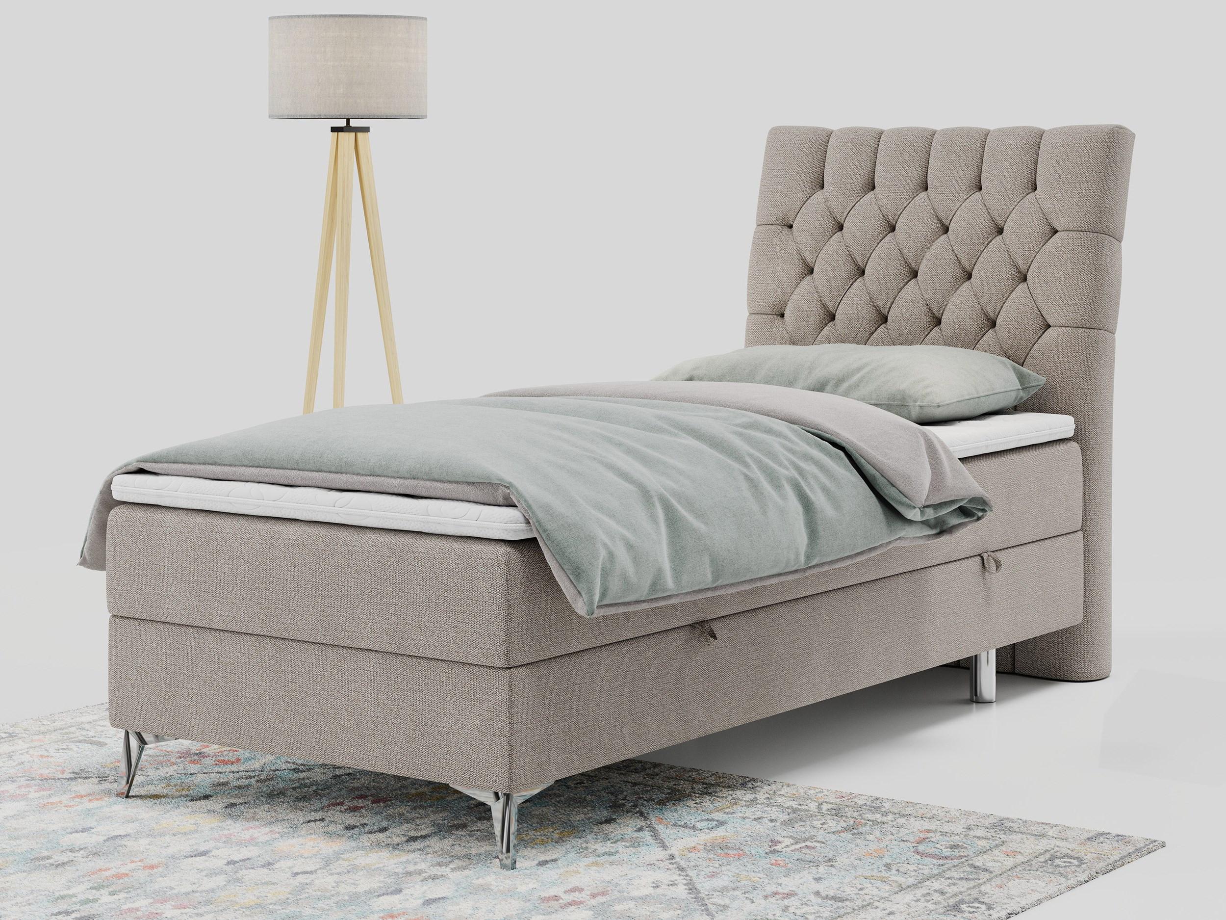 wohnli-moebel-suche-800000681249-1 BOXBETT MILEN 90/200 Beige Struktur - H3 - Rechts Seite Textil MKS Möbel > Betten > Boxspringbetten Beige