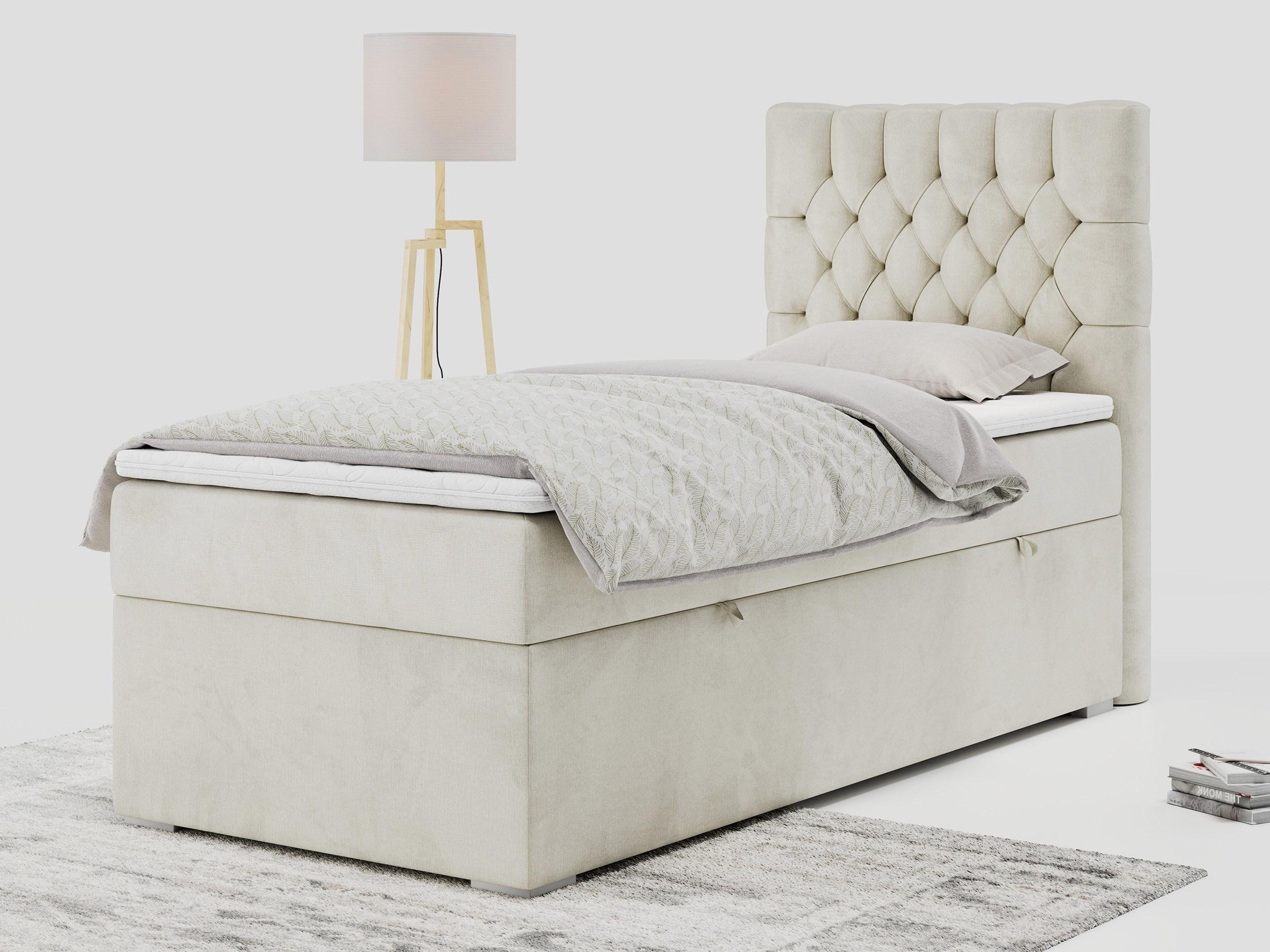 BOXBETT PERA 90/200 Beige Velvet - H4 - Rechts Seite Textil MKS Möbel > Betten > Boxspringbetten Beige