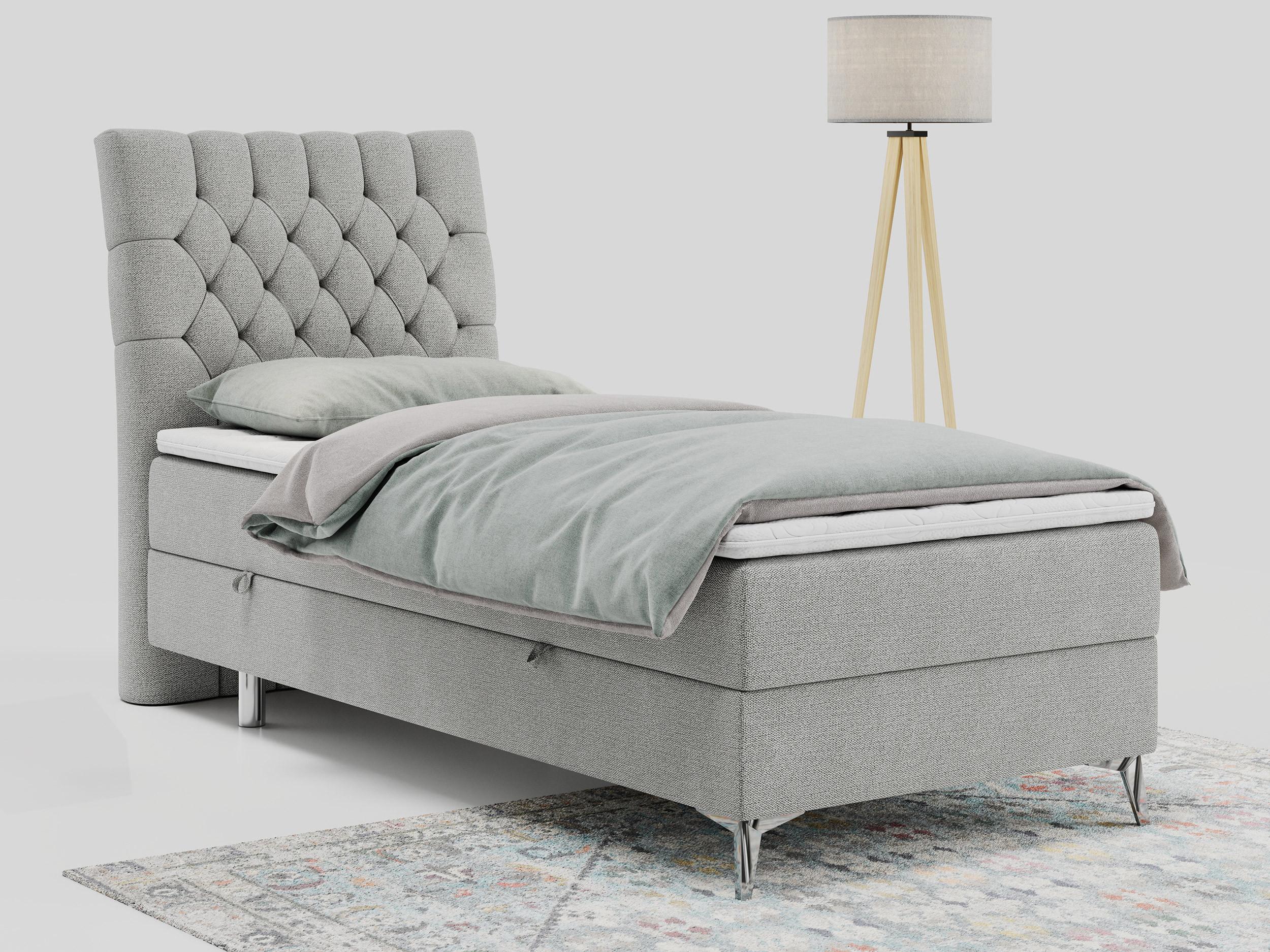 wohnli-moebel-suche-800000681253-1 BOXBETT MILEN 90/200 Hellgrau Struktur - H4 - Links Seite Textil MKS Möbel > Betten > Boxspringbetten Grau