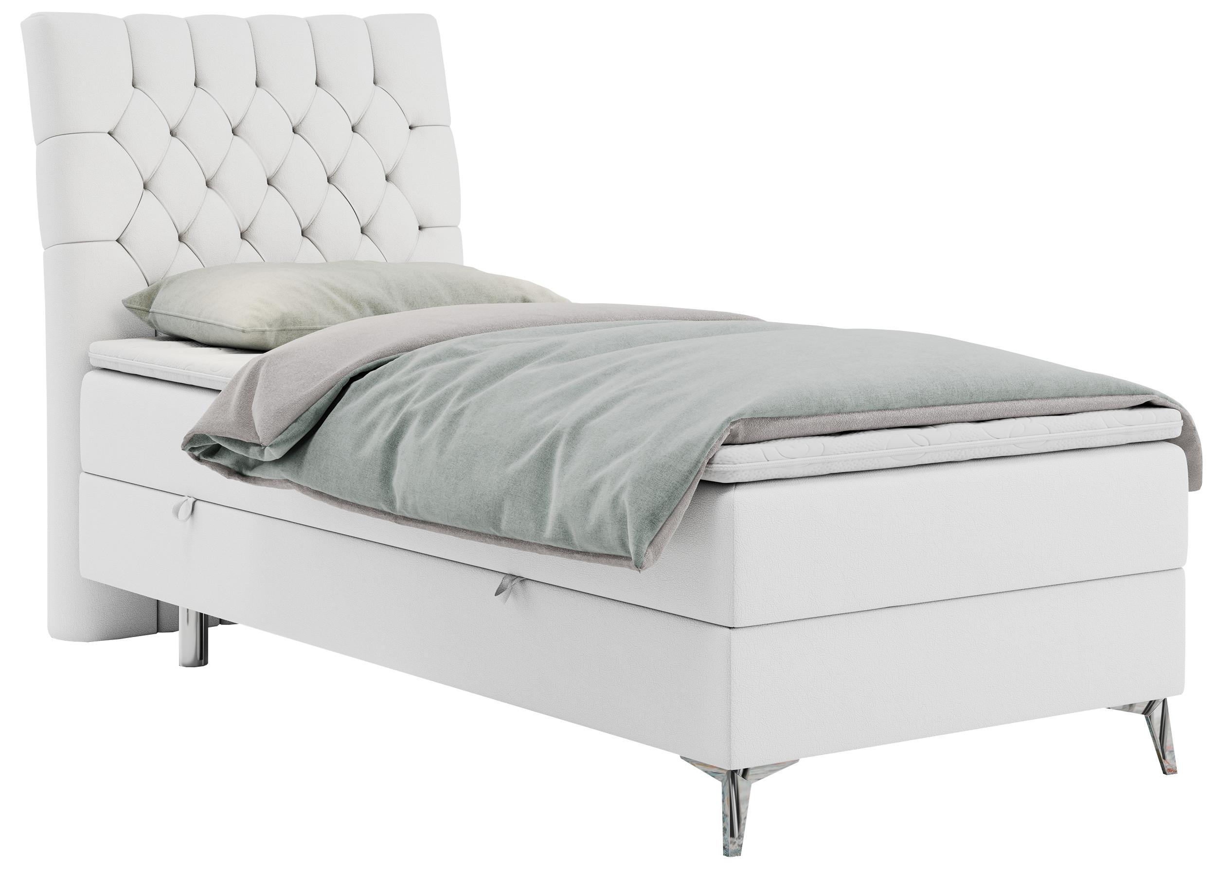 wohnli-moebel-suche-800000681254 Wohnli Möbelsuche - BOXBETT MILEN 90/200 Weiß Kunstleder - H4 - Links Seite