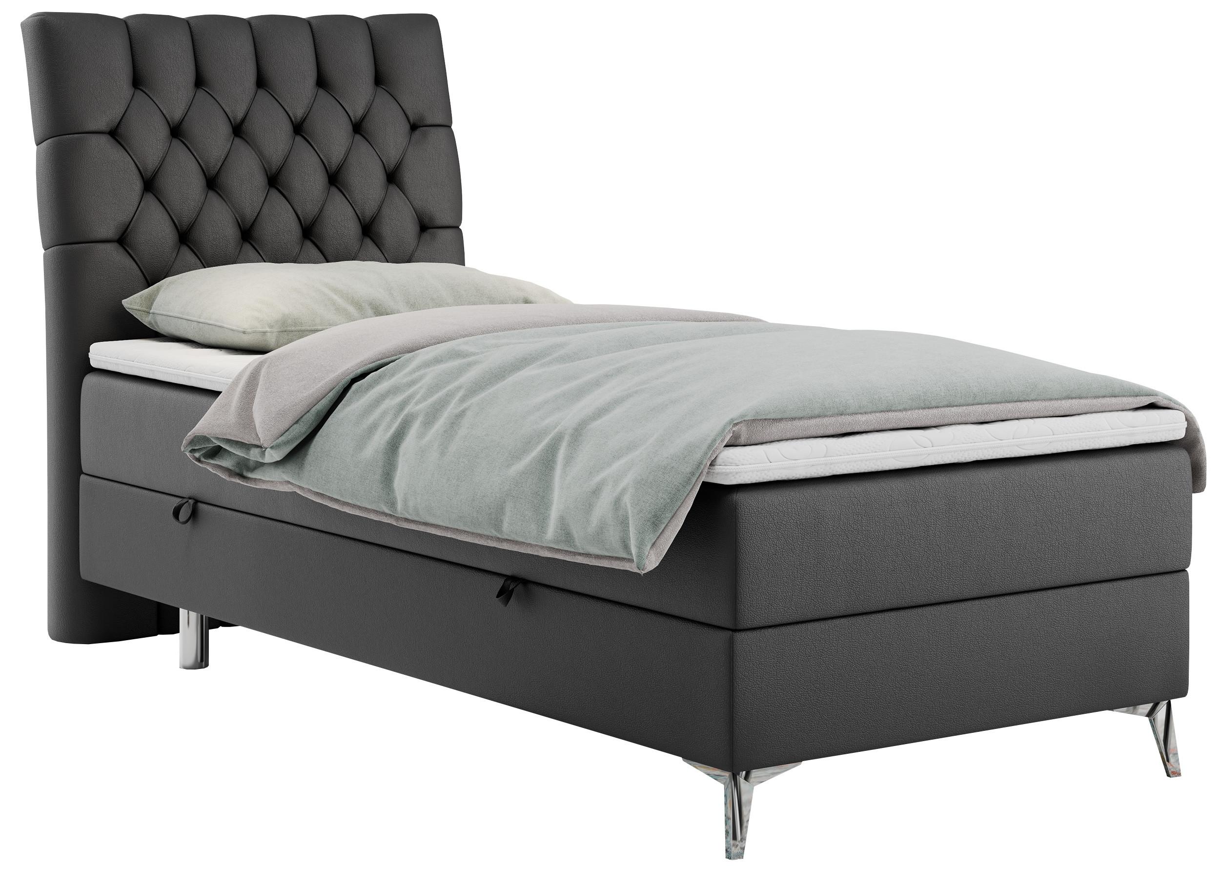 wohnli-moebel-suche-800000681265 Wohnli Möbelsuche - BOXBETT MILEN 90/200 Dunkelgrau Kunstleder - H4 - Links Seite