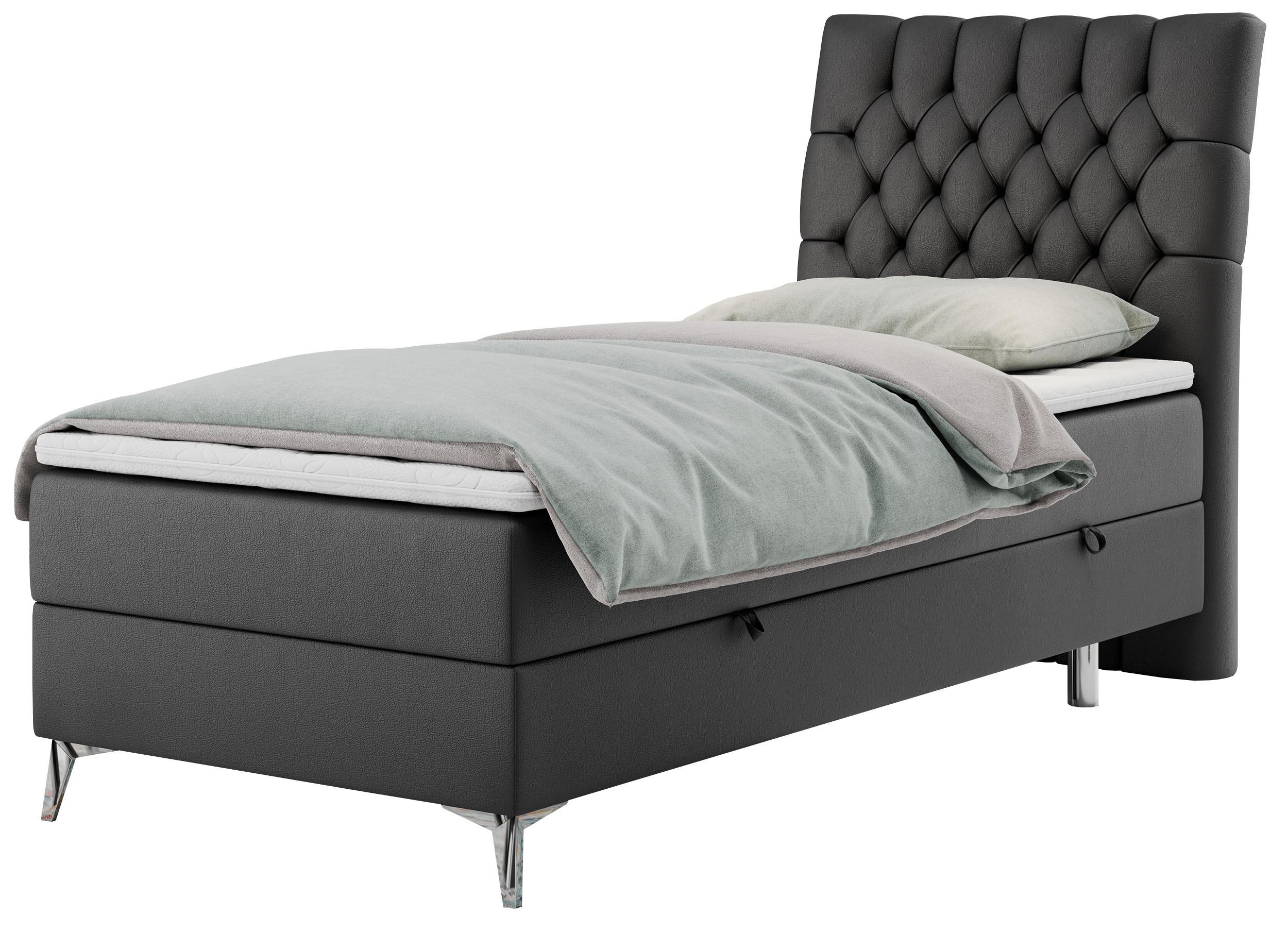 wohnli-moebel-suche-800000681272 Wohnli Möbelsuche - BOXBETT MILEN 90/200 Dunkelgrau Kunstleder - H4 - Rechts Seite