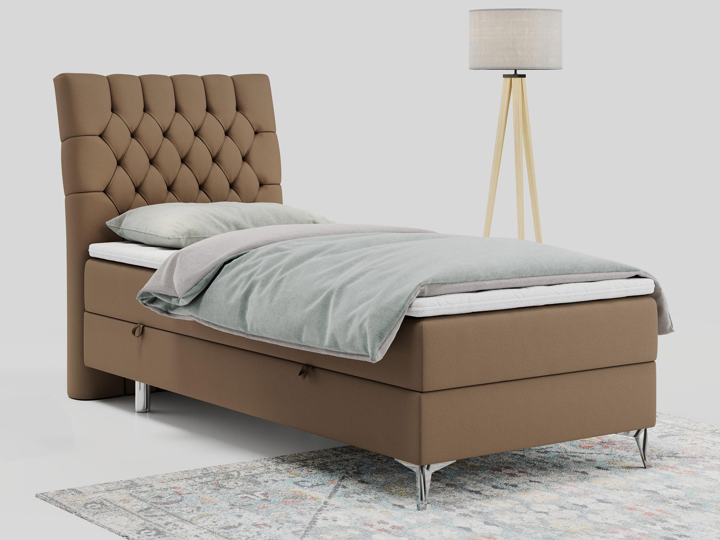 BOXBETT MILEN 90/200 Braun Kunstleder - H4 - Links Seite Textil MKS Möbel > Betten > Boxspringbetten Braun