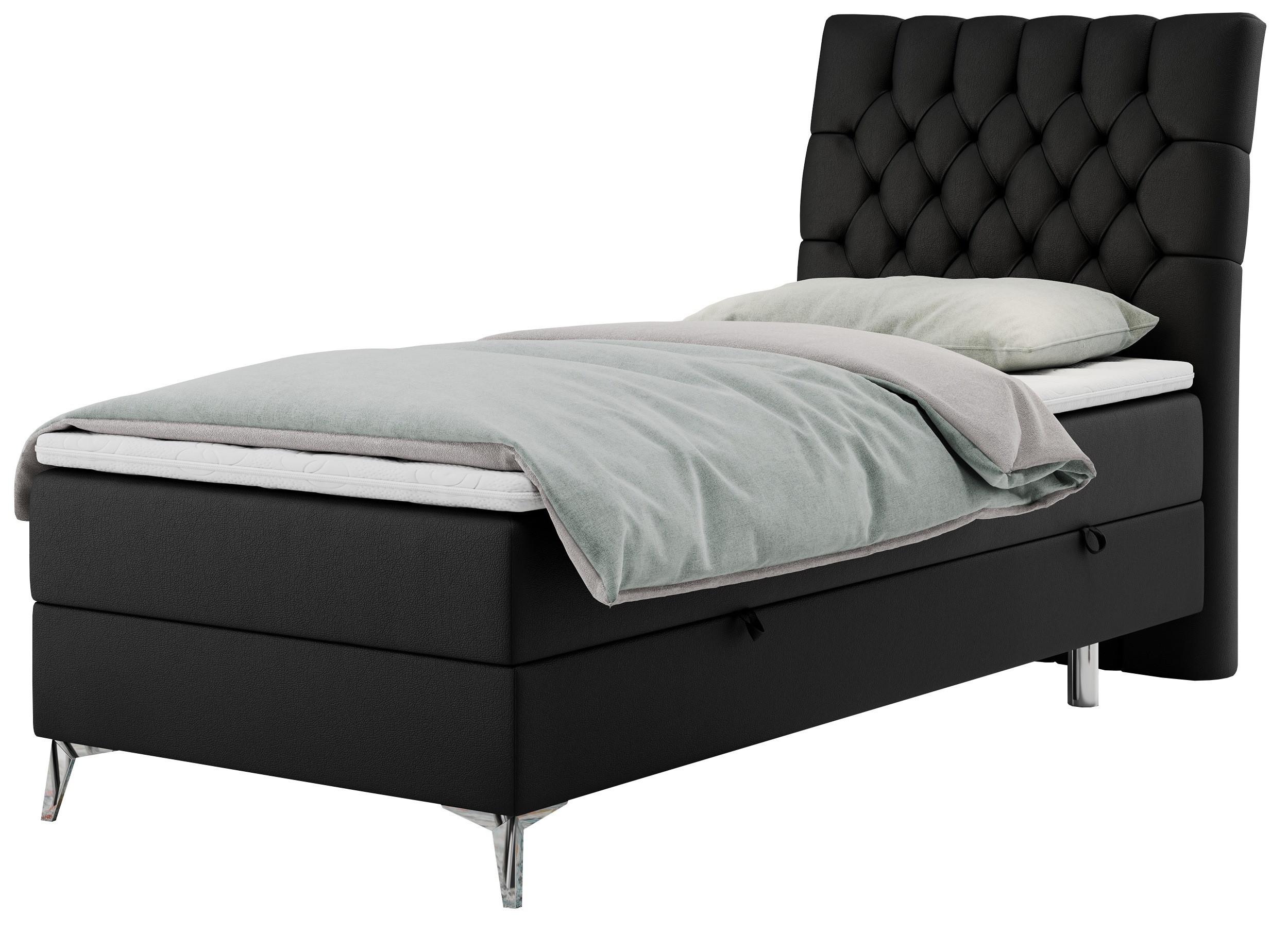 wohnli-moebel-suche-800000681276 Wohnli Möbelsuche - BOXBETT MILEN 90/200 Schwarz Kunstleder - H4 - Rechts Seite