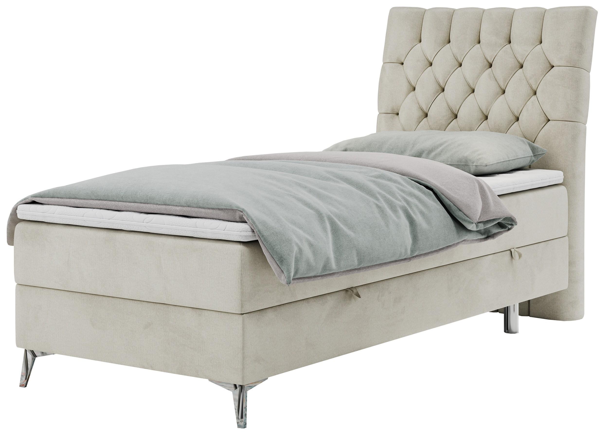 wohnli-moebel-suche-800000681281 Wohnli Möbelsuche - BOXBETT MILEN 90/200 Beige Velvet - H3 - Rechts Seite