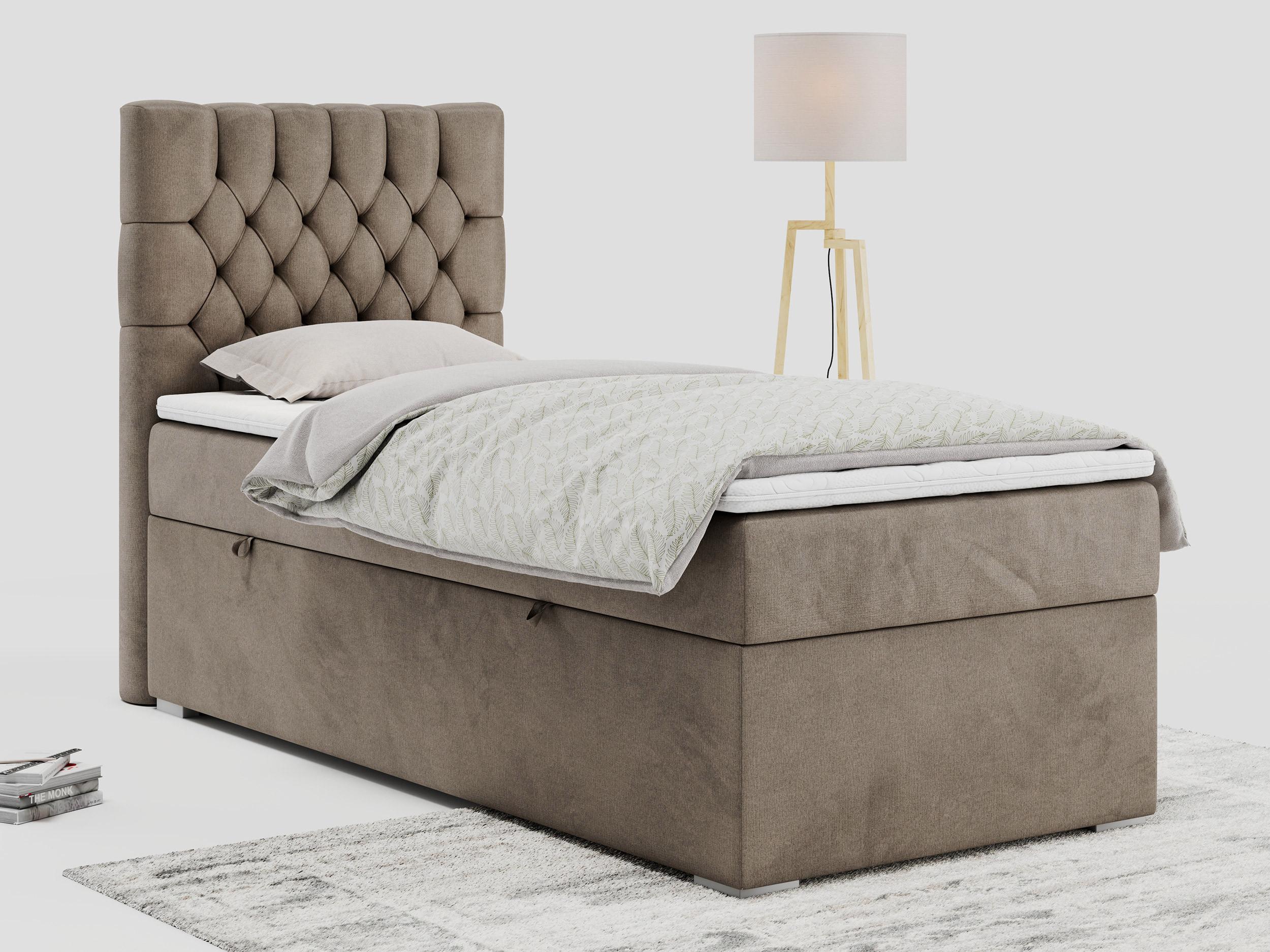 wohnli-moebel-suche-800000681293-1 BOXBETT PERA 90/200 Braun Velvet - H3 - Links Seite Textil MKS Möbel > Betten > Boxspringbetten Braun