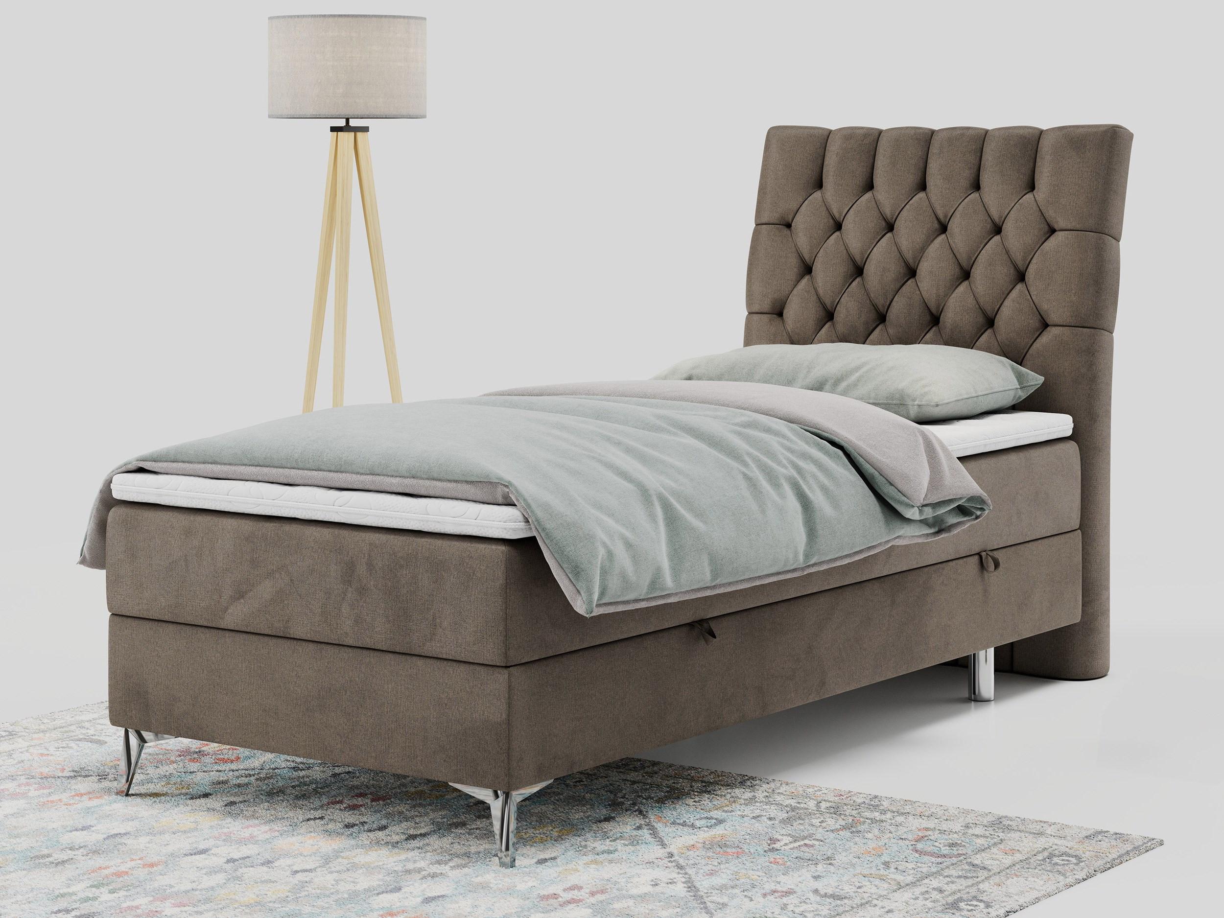 wohnli-moebel-suche-800000681298-1 BOXBETT MILEN 90/200 Braun Velvet - H3 - Rechts Seite Textil MKS Möbel > Betten > Boxspringbetten Braun