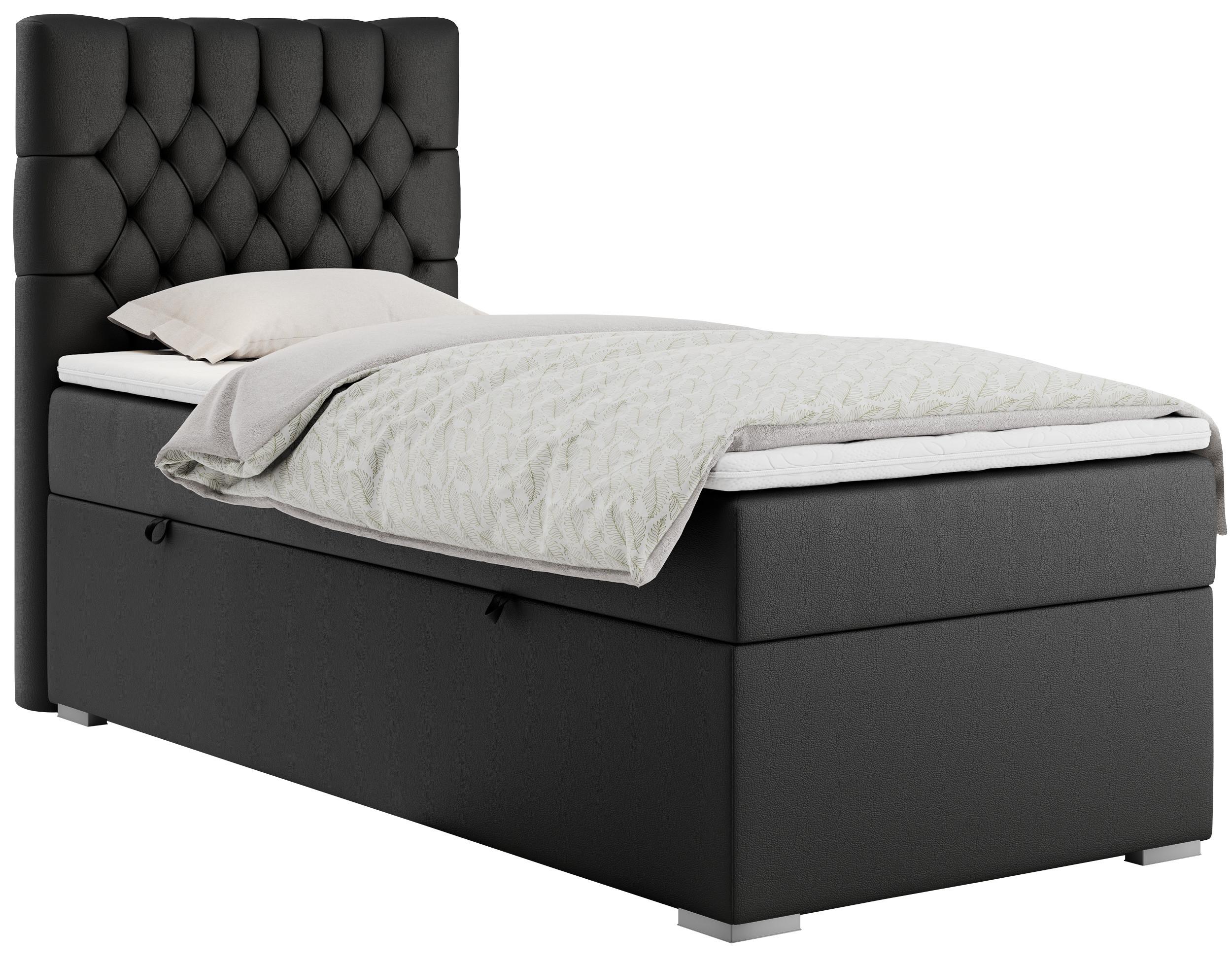 wohnli-moebel-suche-800000681313 Wohnli Möbelsuche - BOXBETT PERA 90/200 Schwarz Kunstleder - H4 - Links Seite